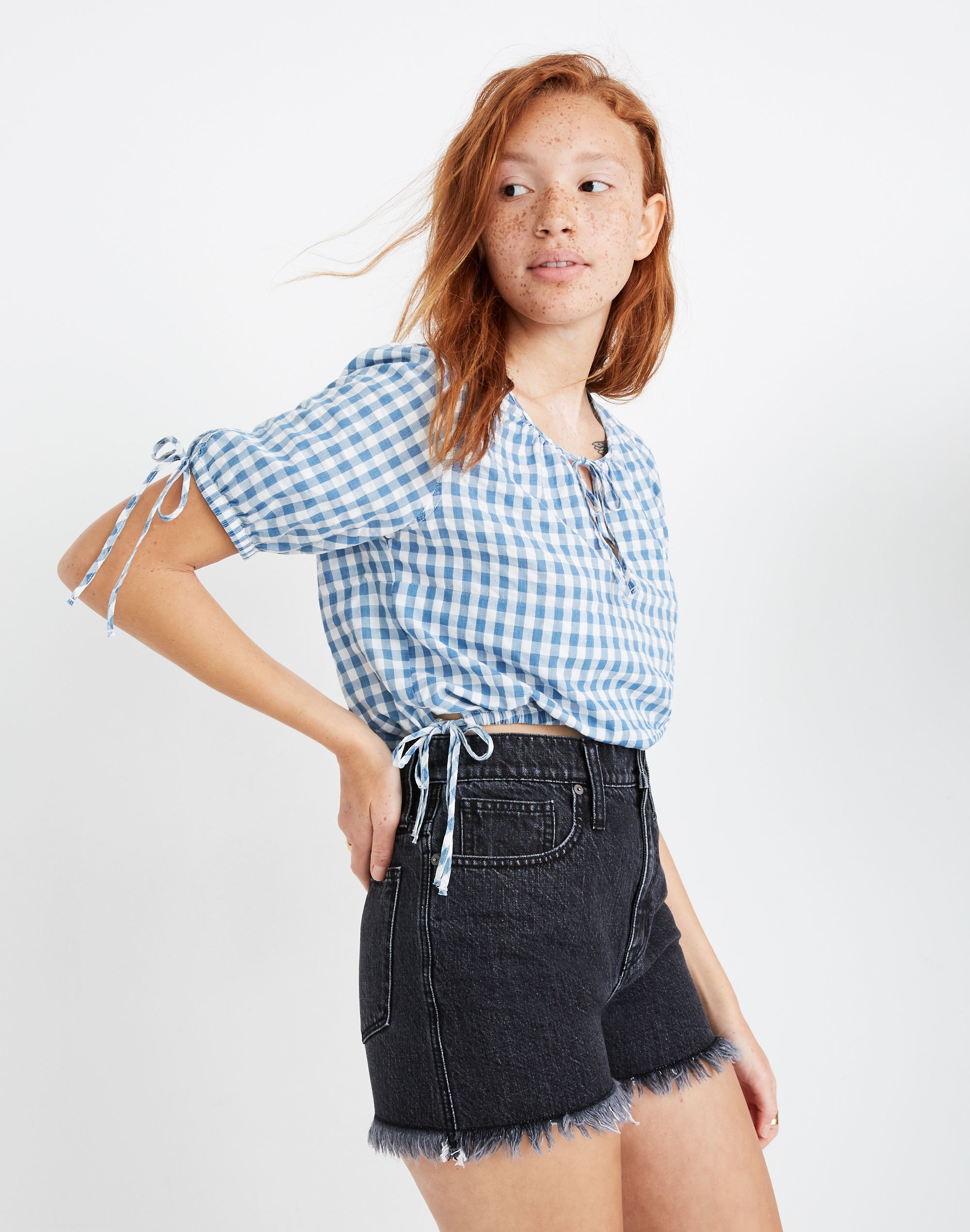 Gingham Side-Tie Tee