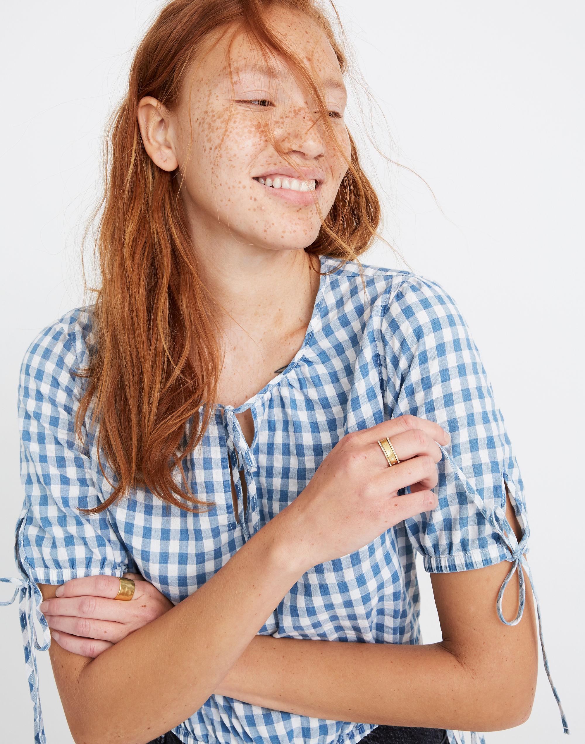 Gingham Side-Tie Tee