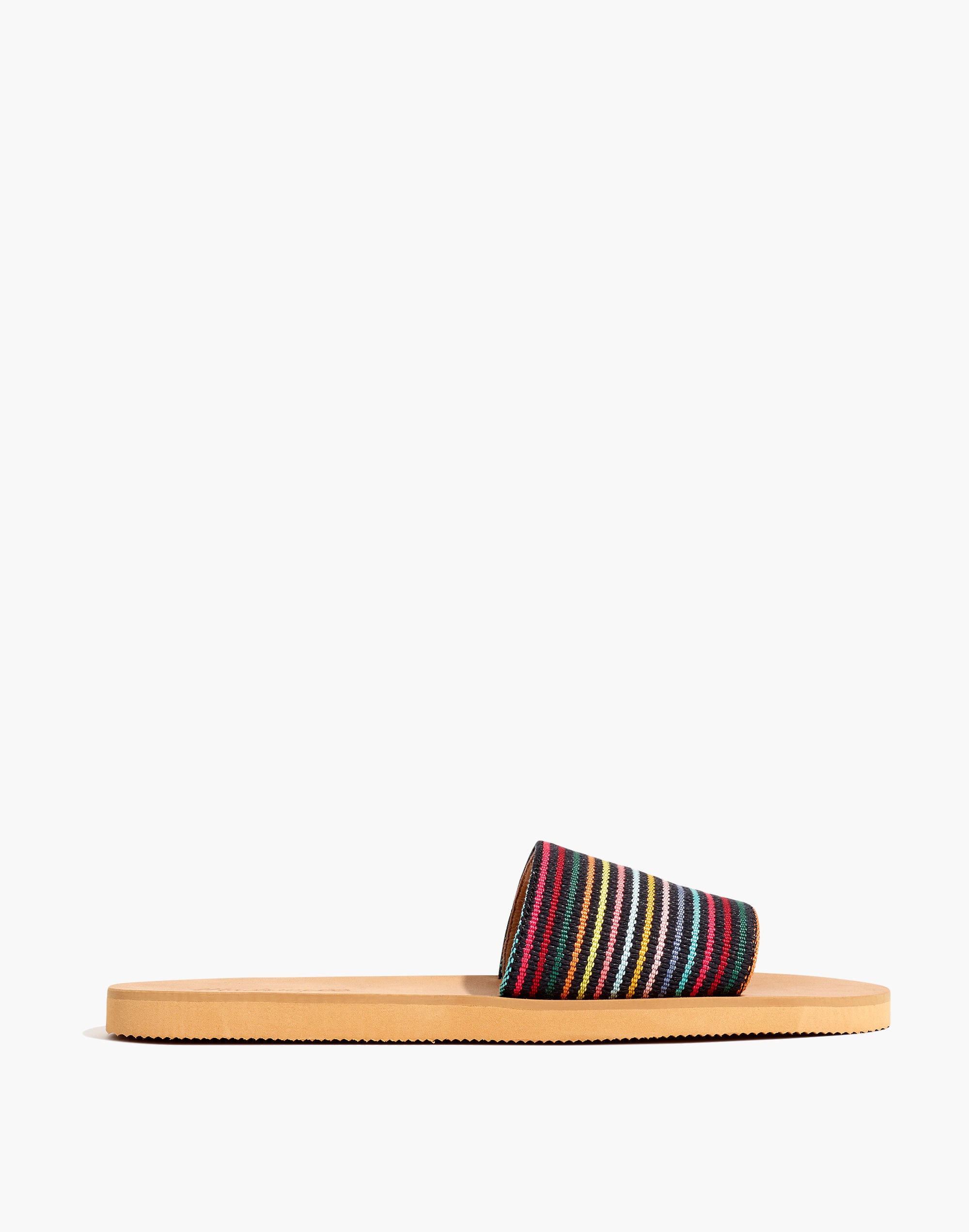 The Maddie Slide Sandal in Rainbow Stripe