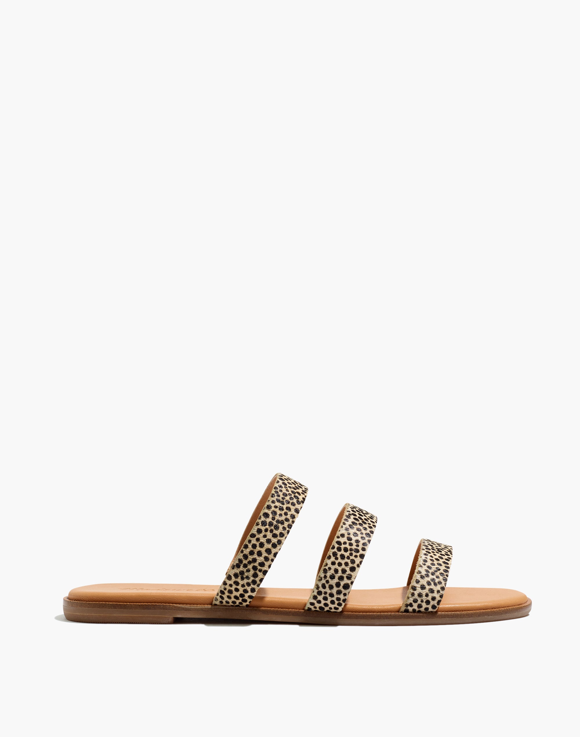 The Ilana Slide Sandal in Spot Dot Calf Hair