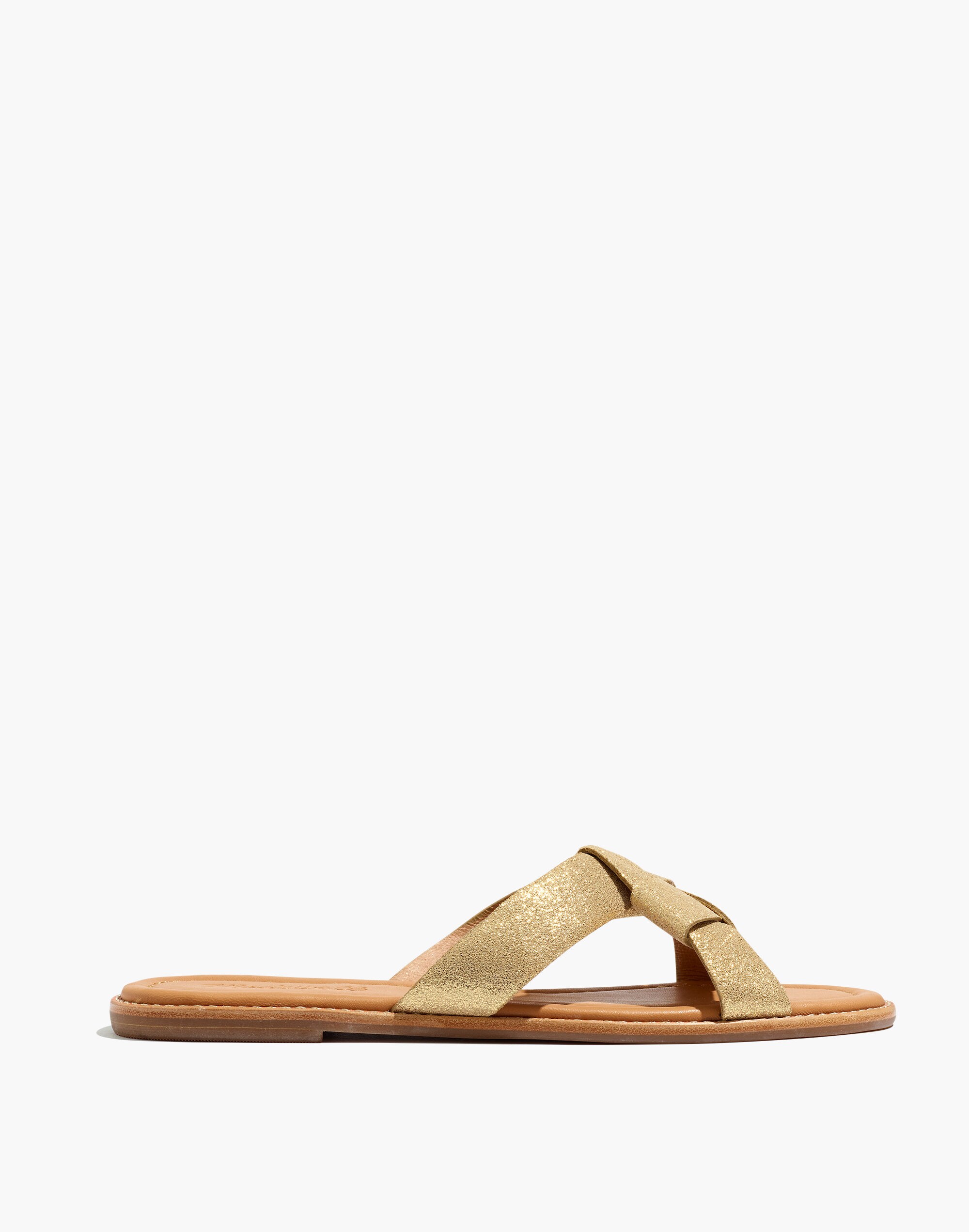 The Jamie Knotted Slide Sandal in Golden Metallic