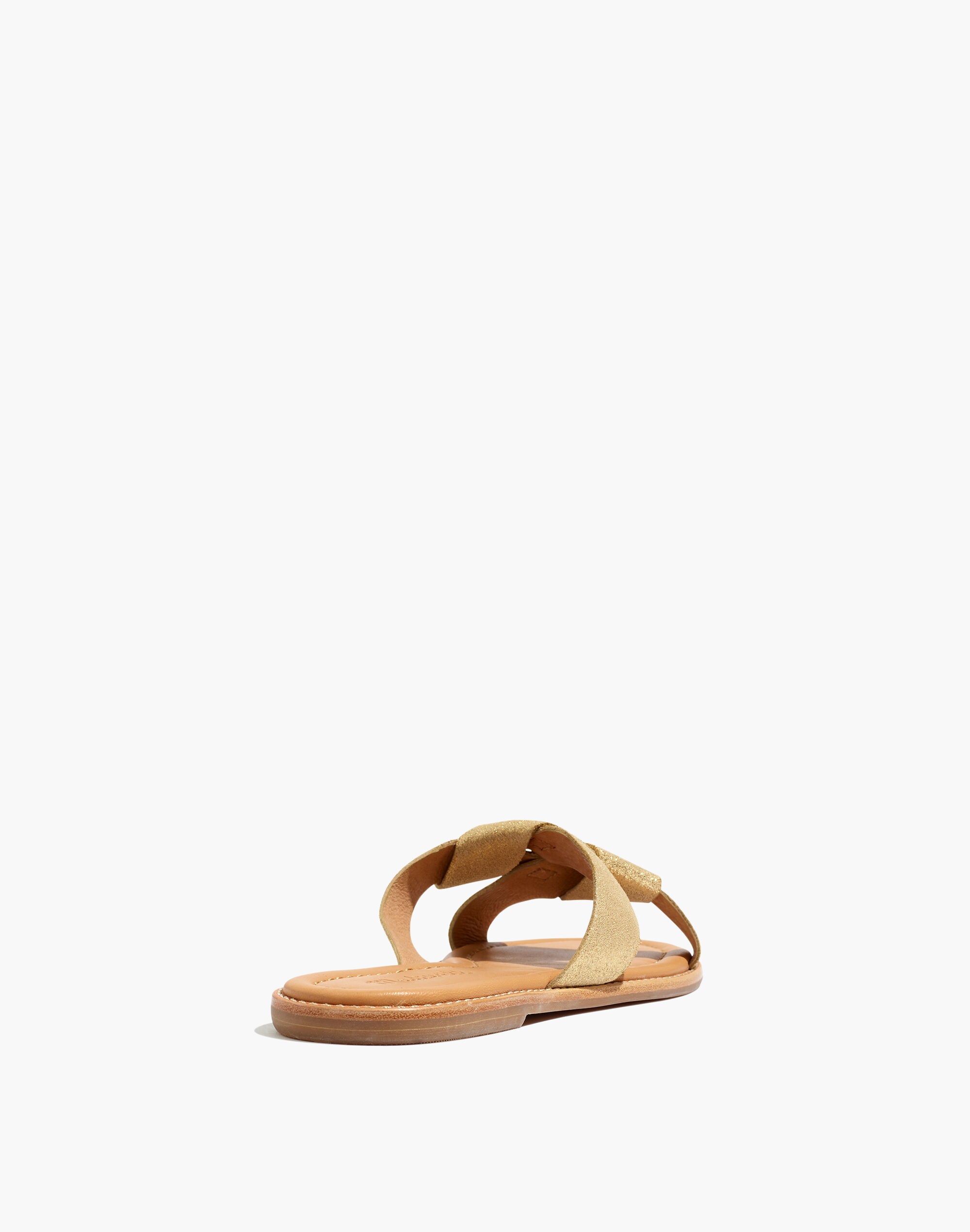 The Jamie Knotted Slide Sandal in Golden Metallic