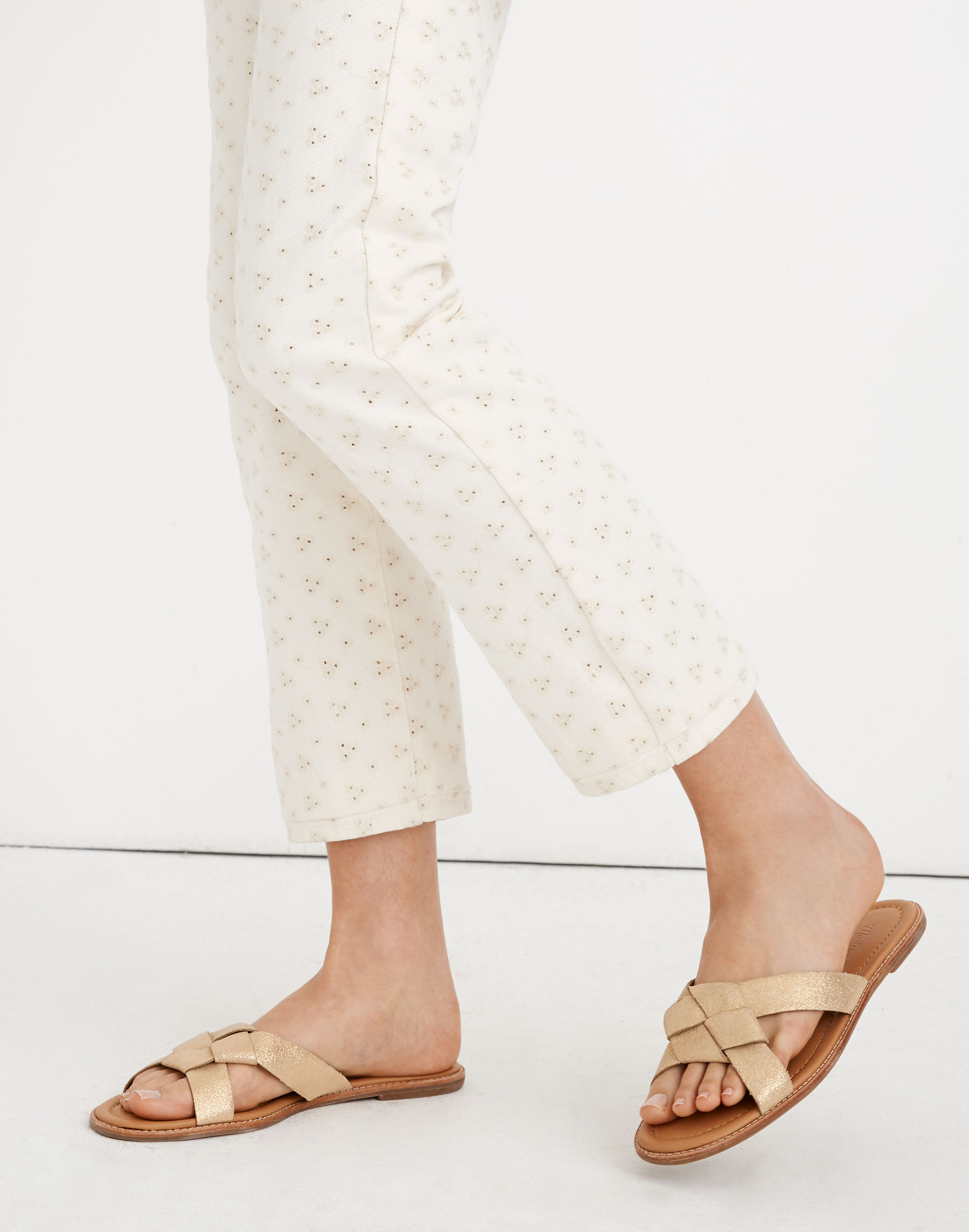 The Jamie Knotted Slide Sandal in Golden Metallic