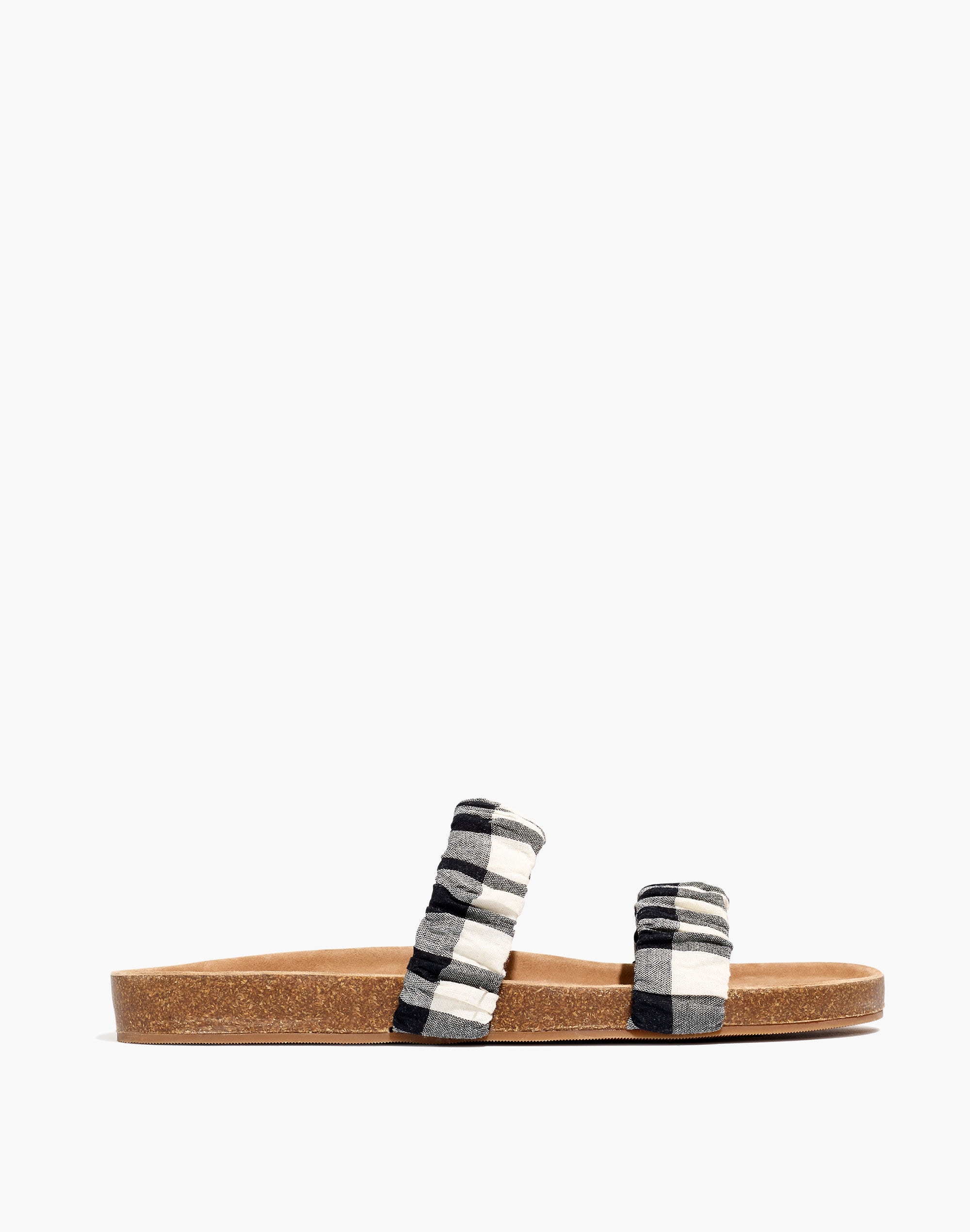 The Loretta Slide Sandal in Gingham Check