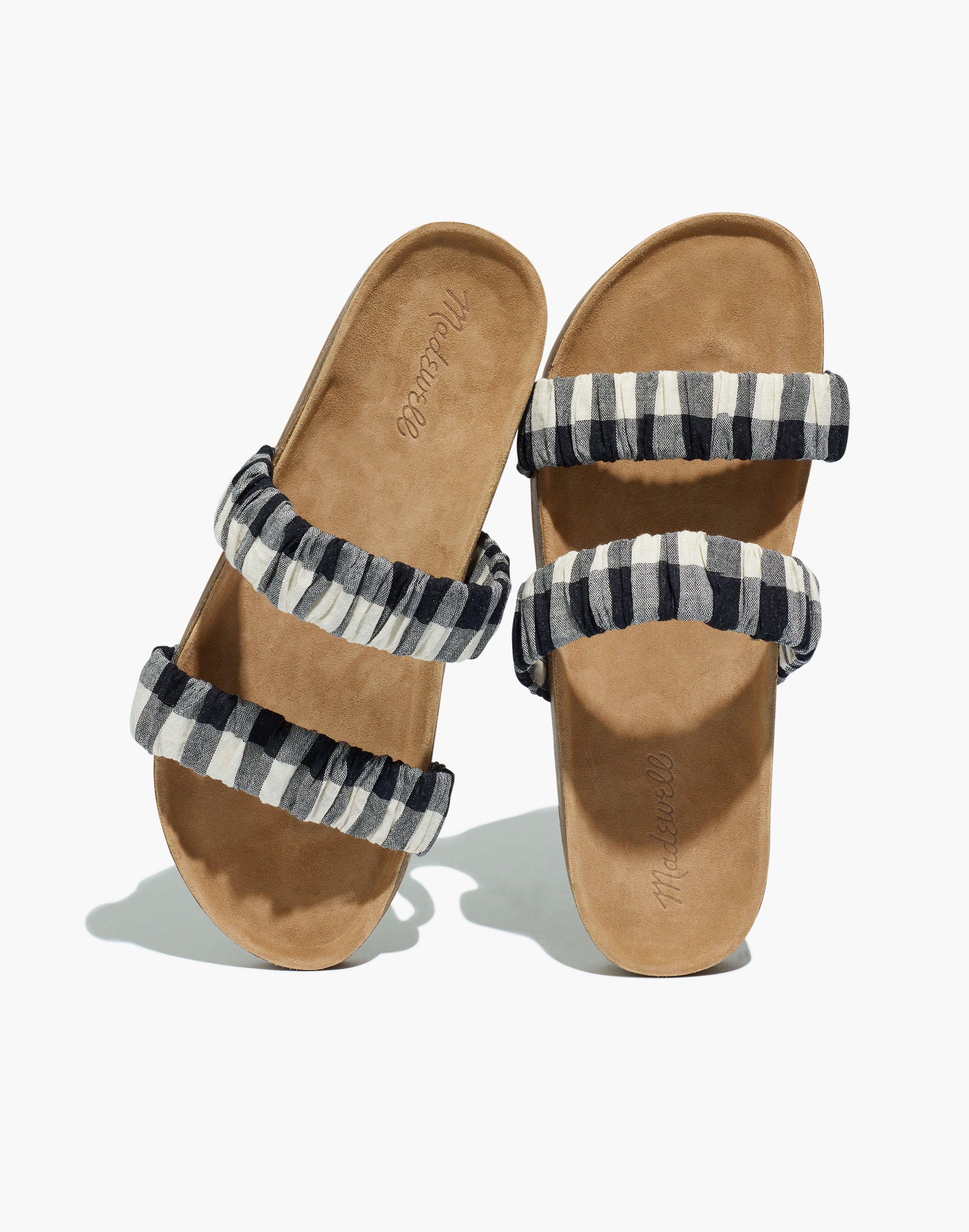 The Loretta Slide Sandal in Gingham Check