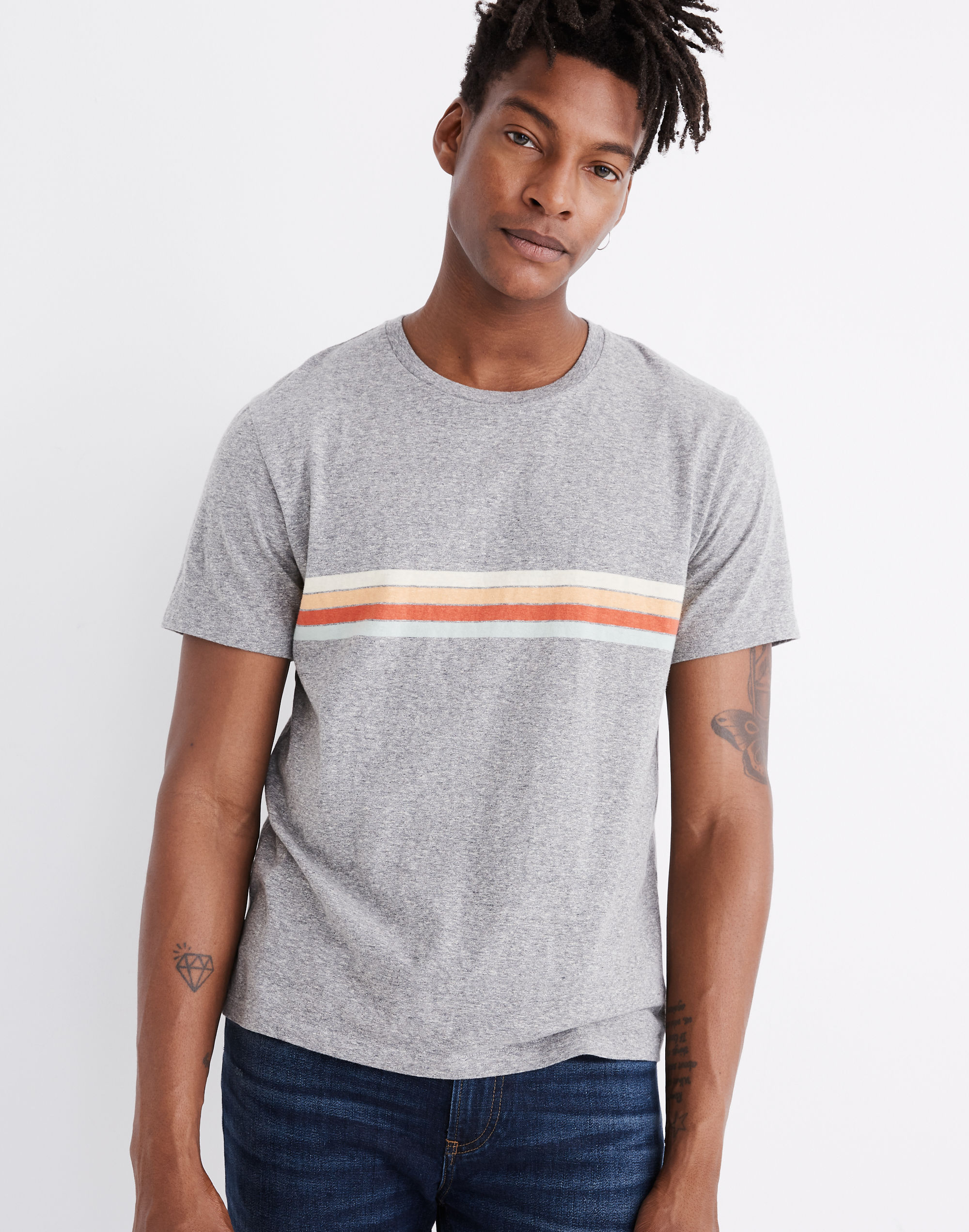 Triblend Stripe Allday Crewneck Tee