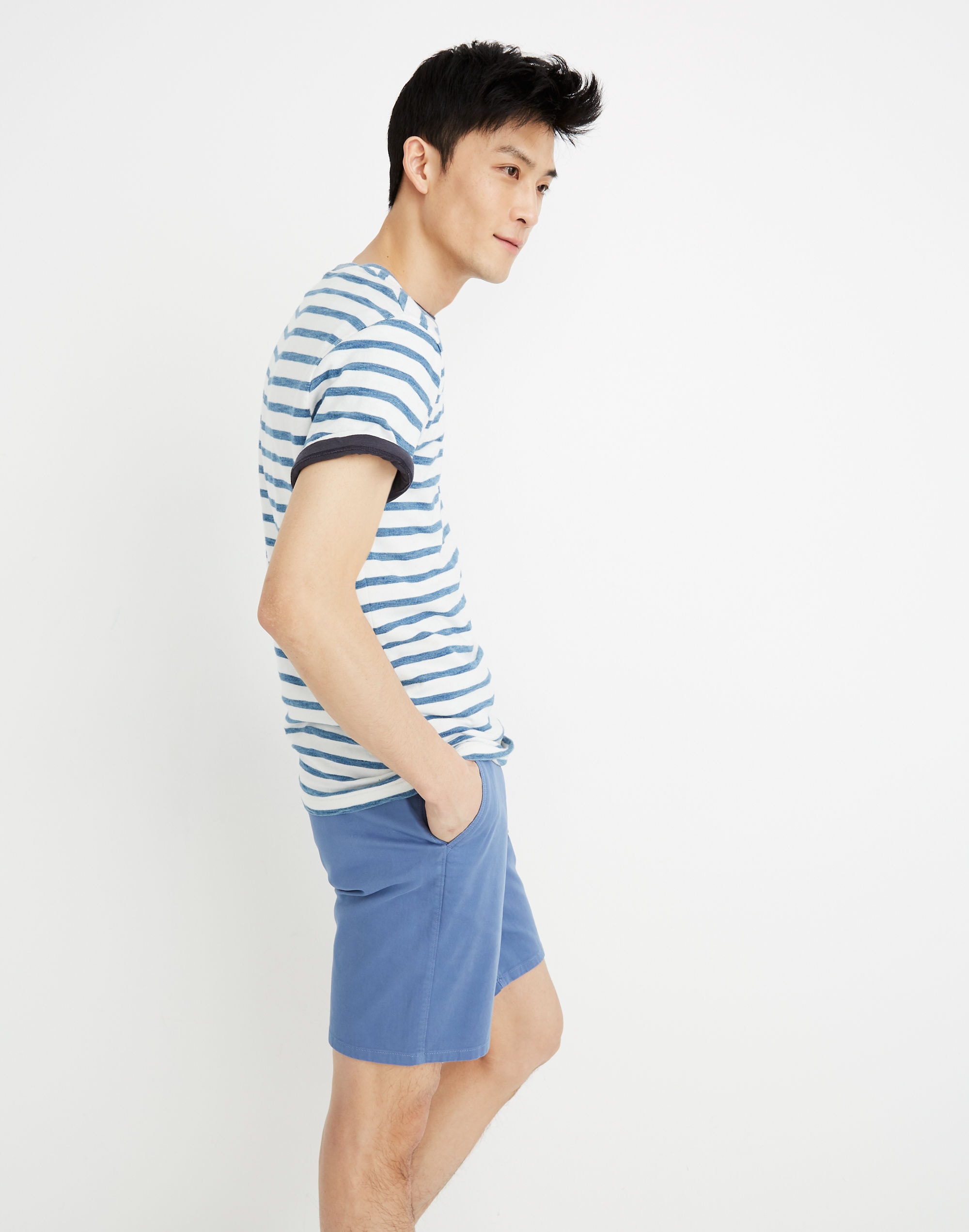 Allday Crewneck Tee in Indigo Mariner Stripe