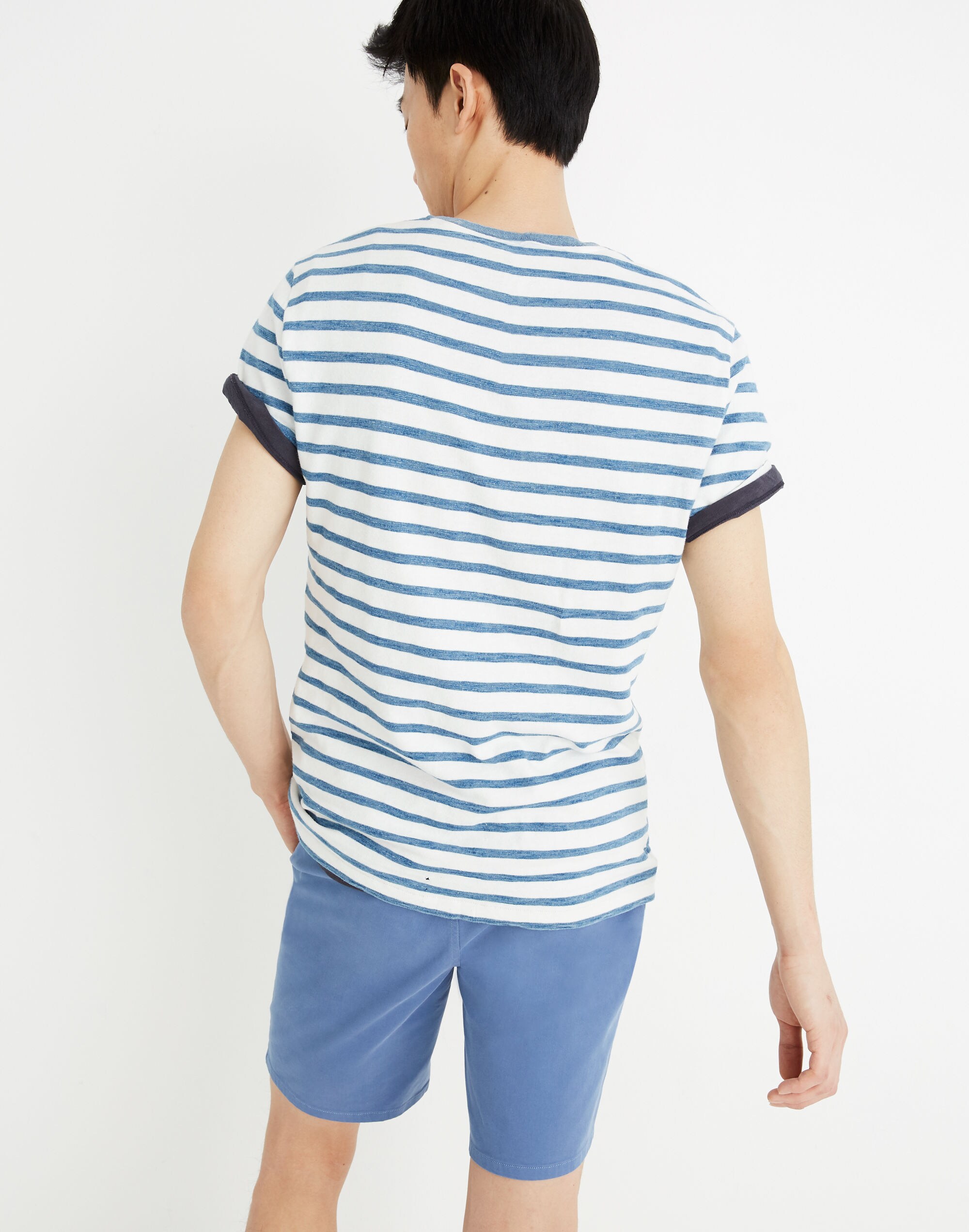 Allday Crewneck Tee in Indigo Mariner Stripe