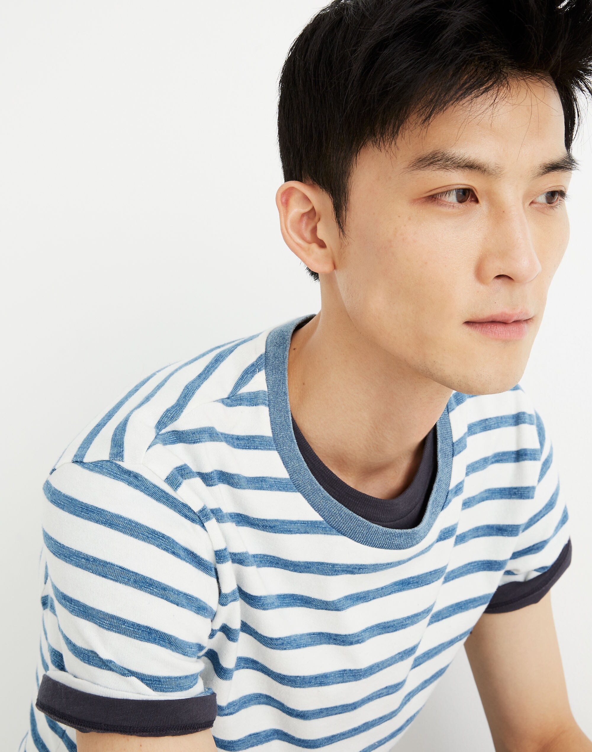 Allday Crewneck Tee in Indigo Mariner Stripe