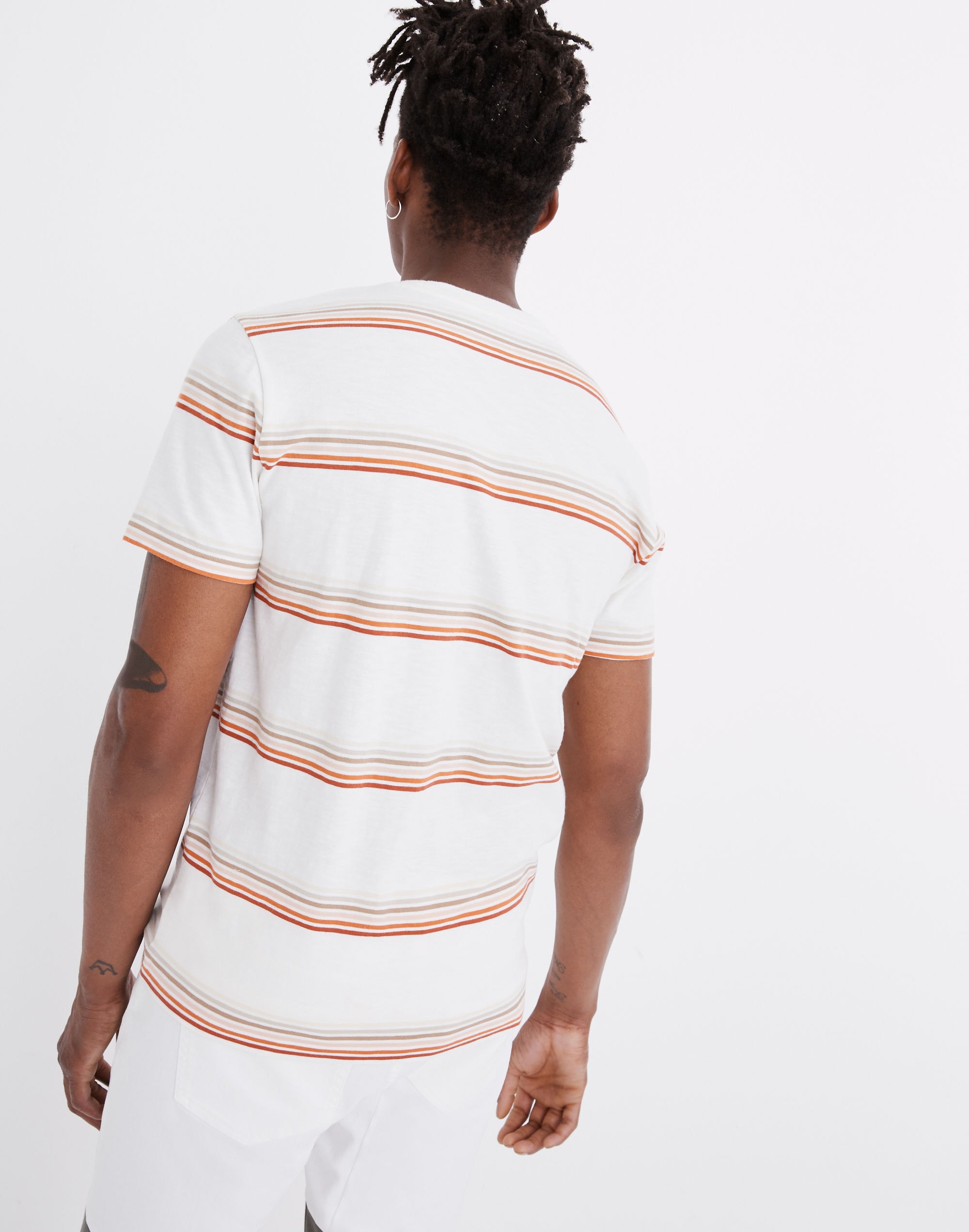 Allday Crewneck Pocket Tee in Easley Stripe