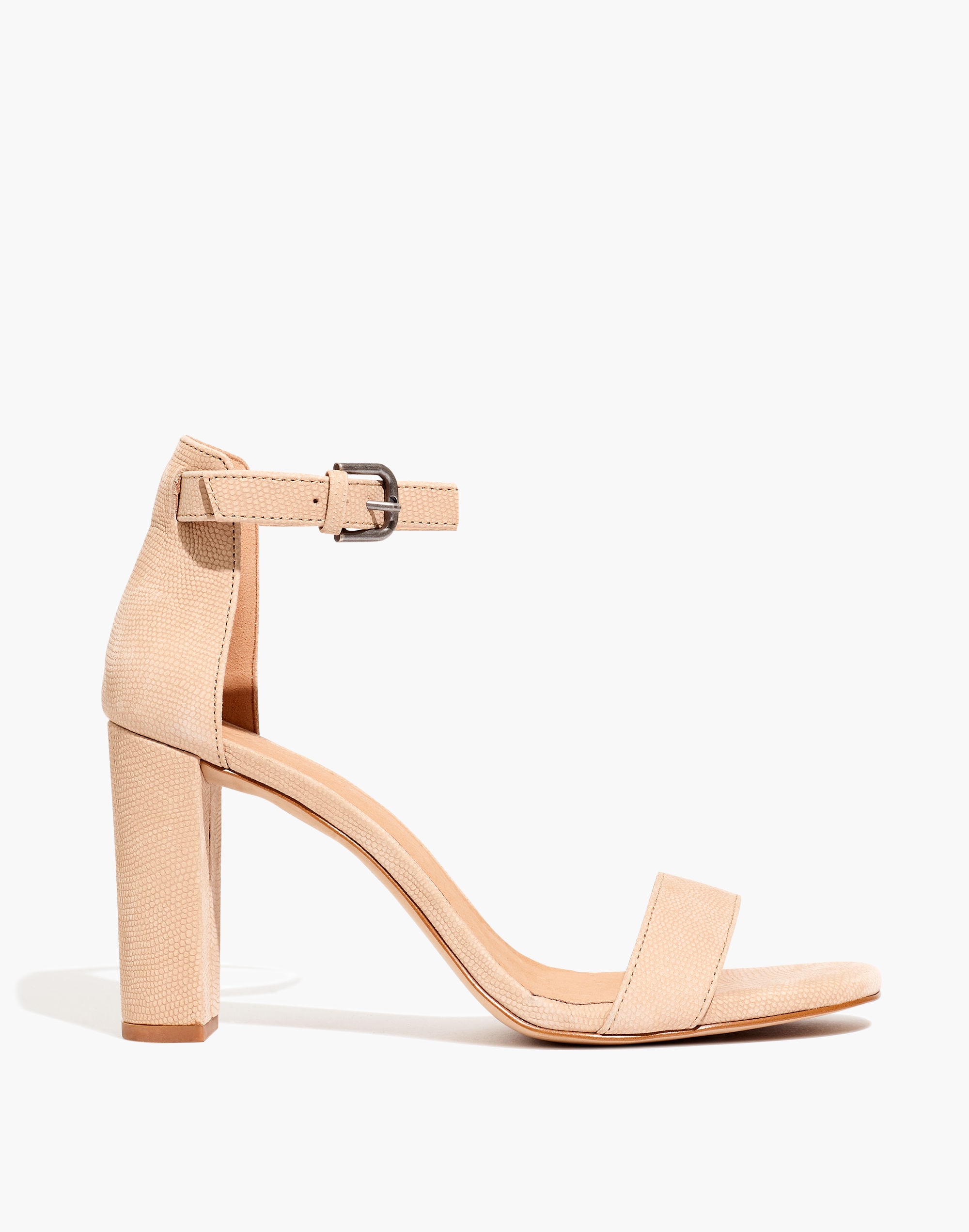 The Brooke Ankle-Strap Sandal in Embossed Leather