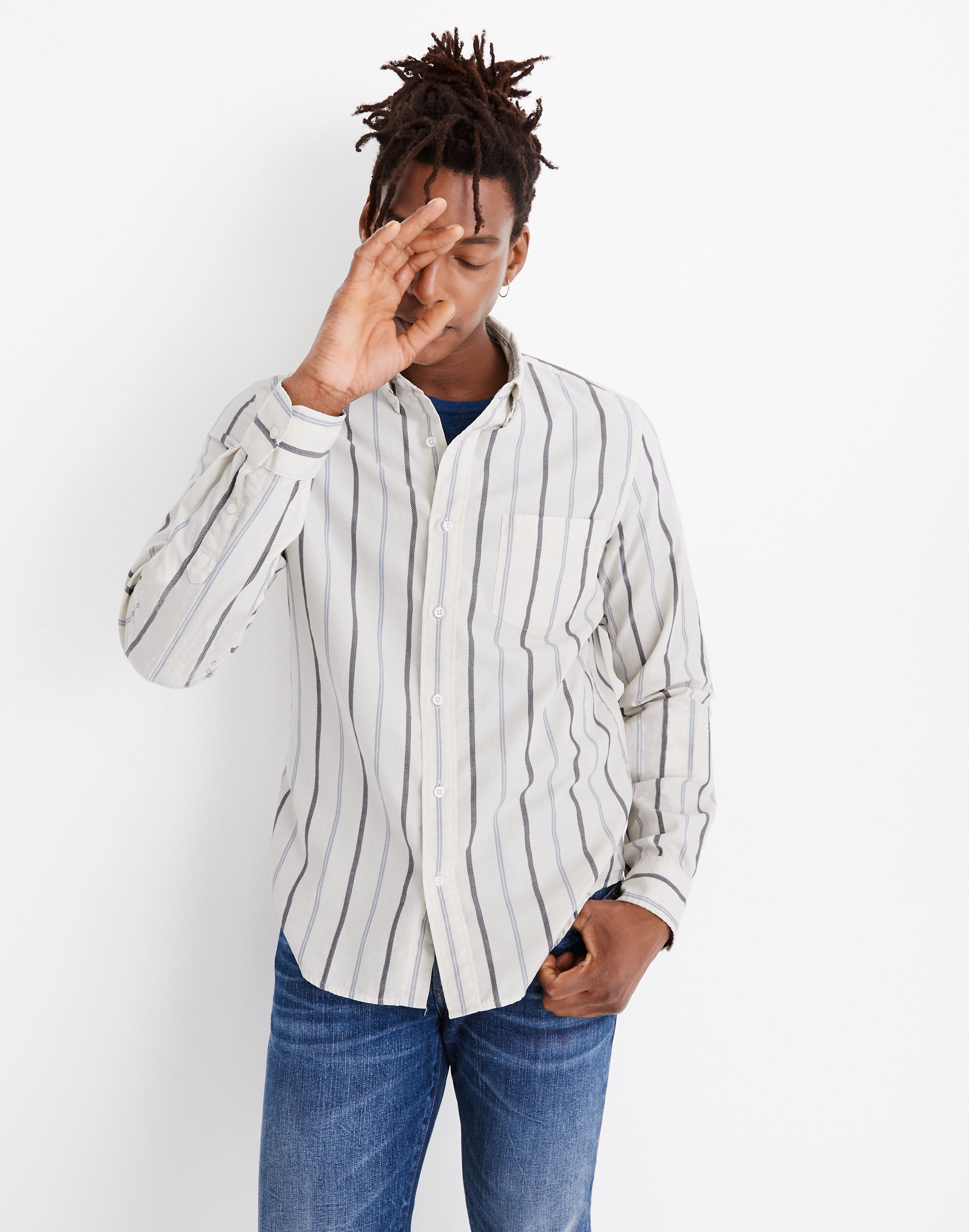 Button-Down Workshirt in Montpellier Stripe