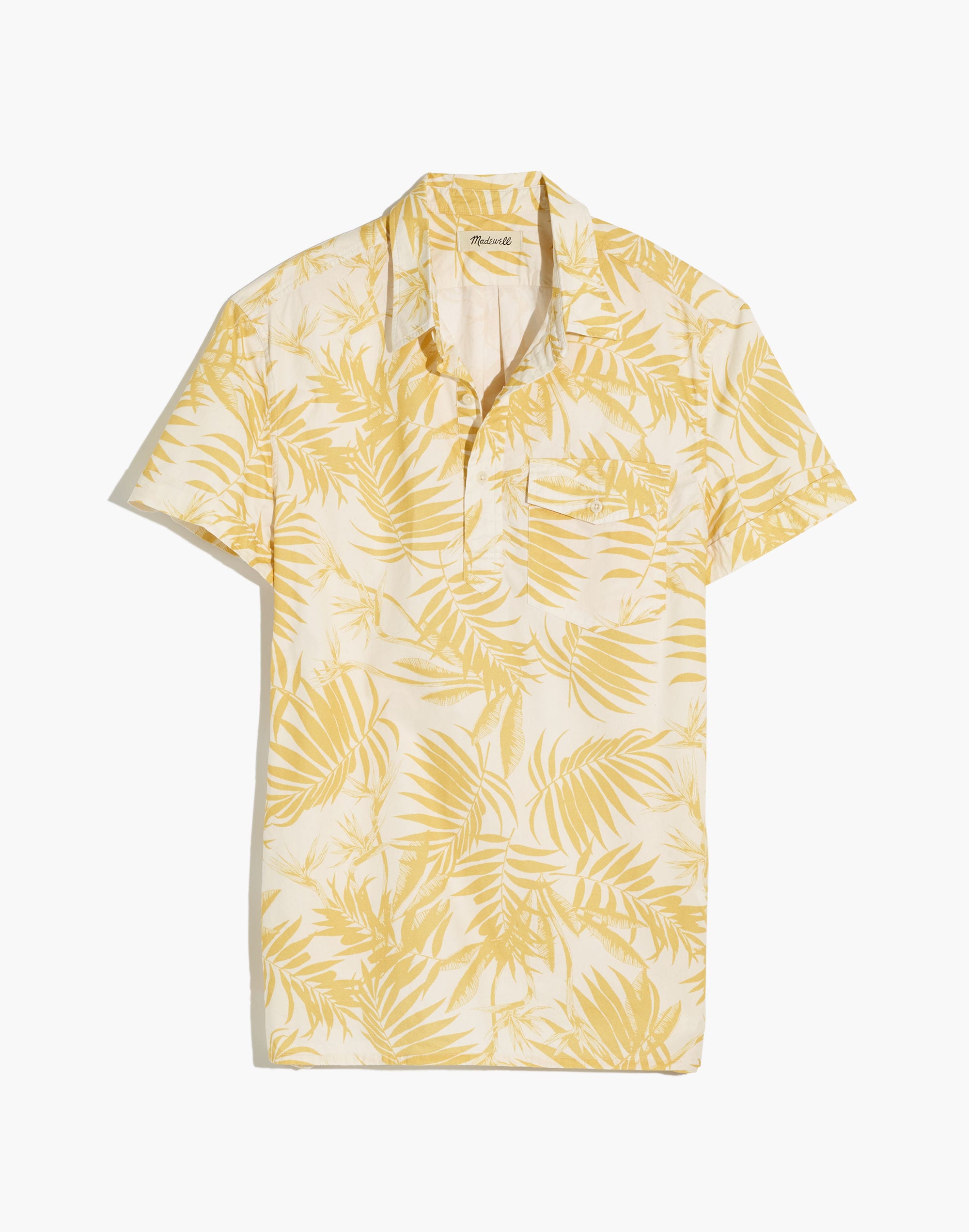 Short-Sleeve Pullover Workshirt in Tropical Print