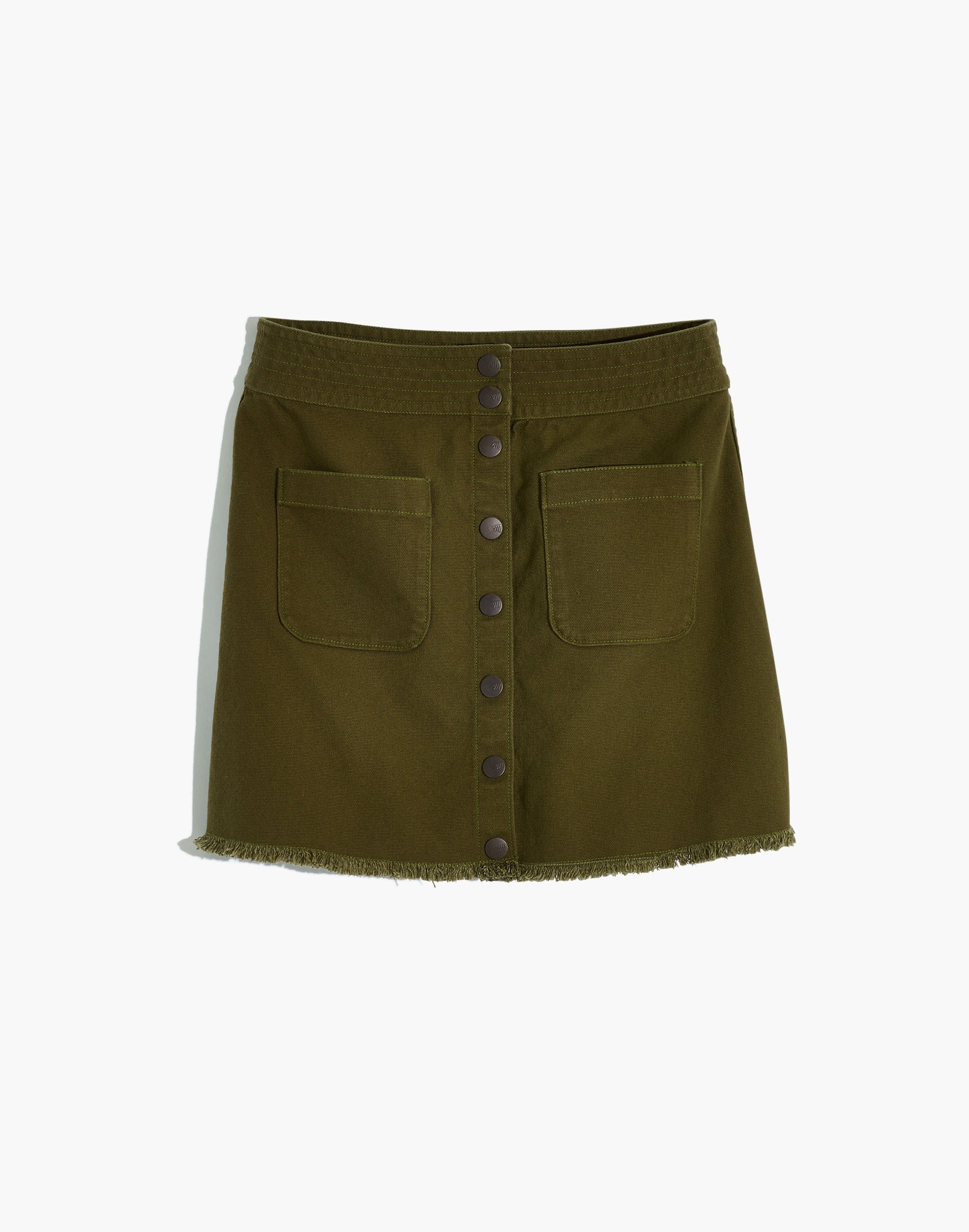 Raw-Hem A-Line Mini Skirt in Kale