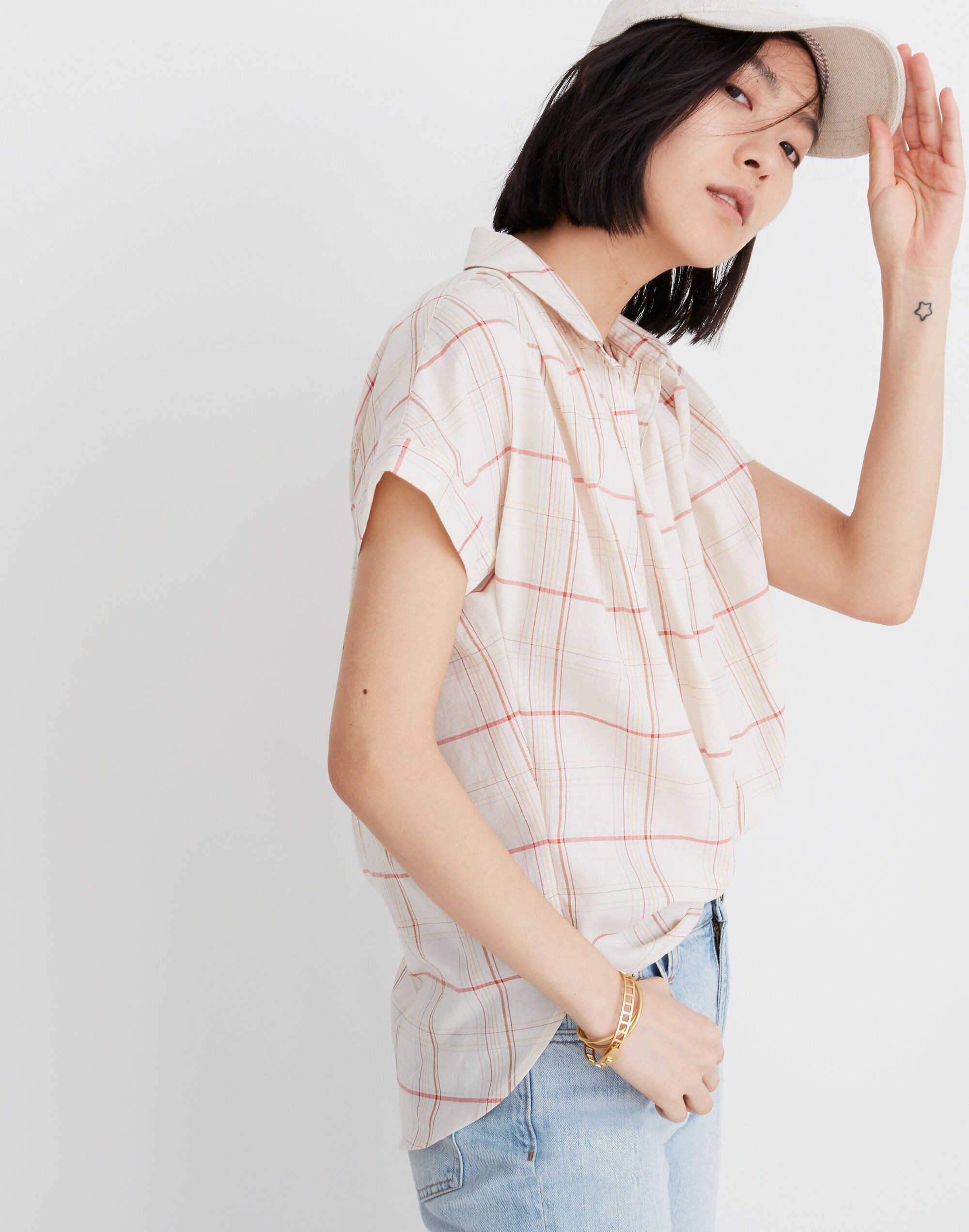 Central Popover Shirt in Fine Plaid