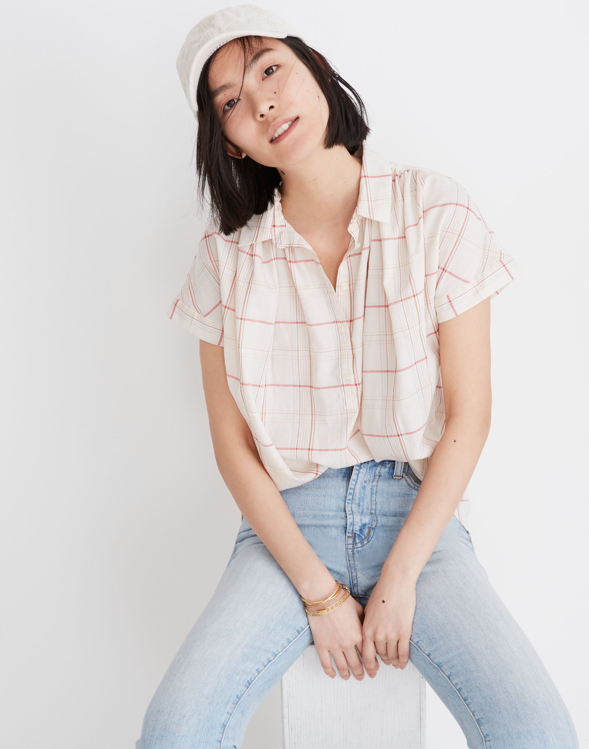 Central Popover Shirt in Fine Plaid