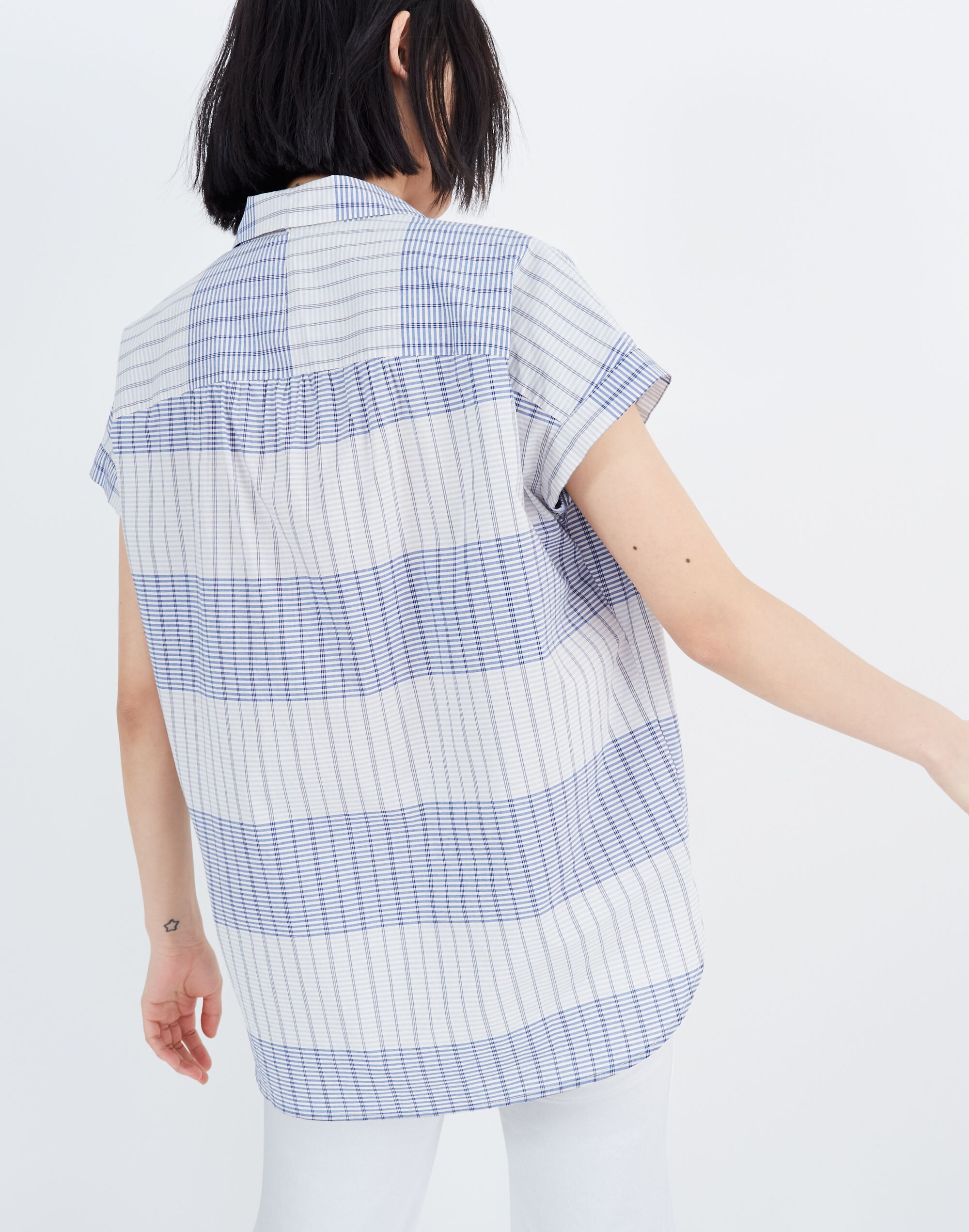 Chemise Madewell Abilene Plaid Popover - Femme, Bleu à Carreaux, Taille S