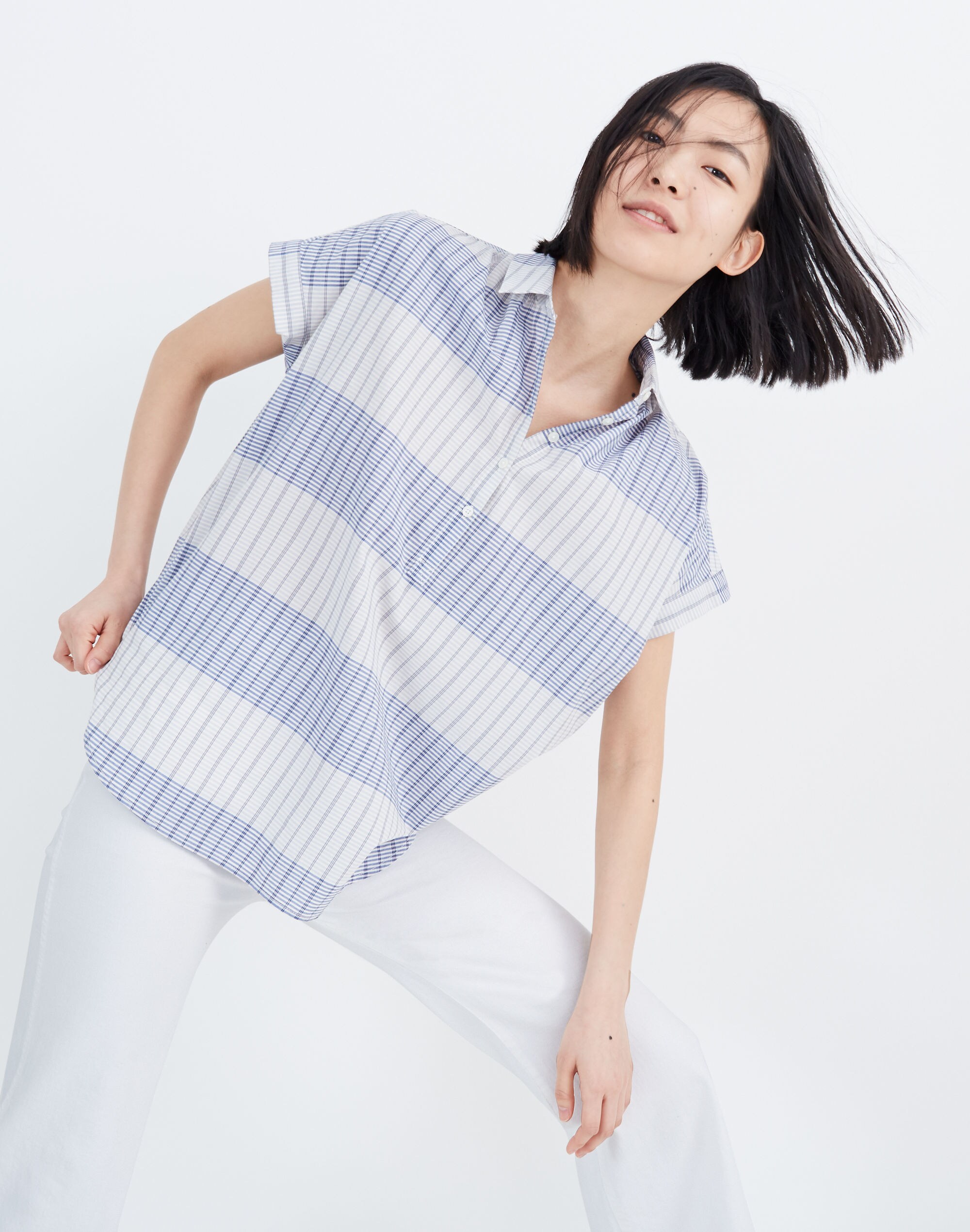 Central Popover Shirt in Delray Plaid