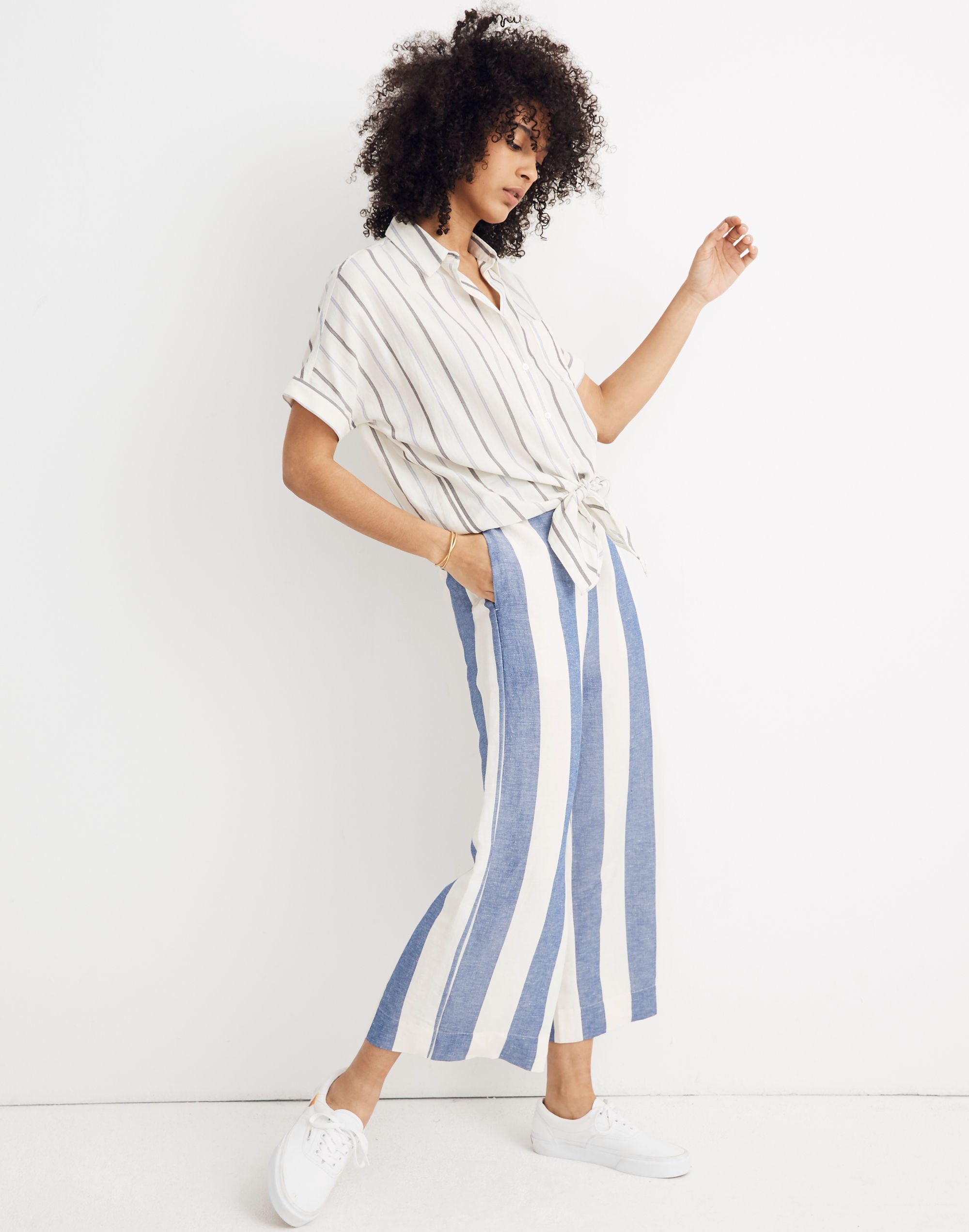 Tie-Front Shirt in Montpellier Stripe