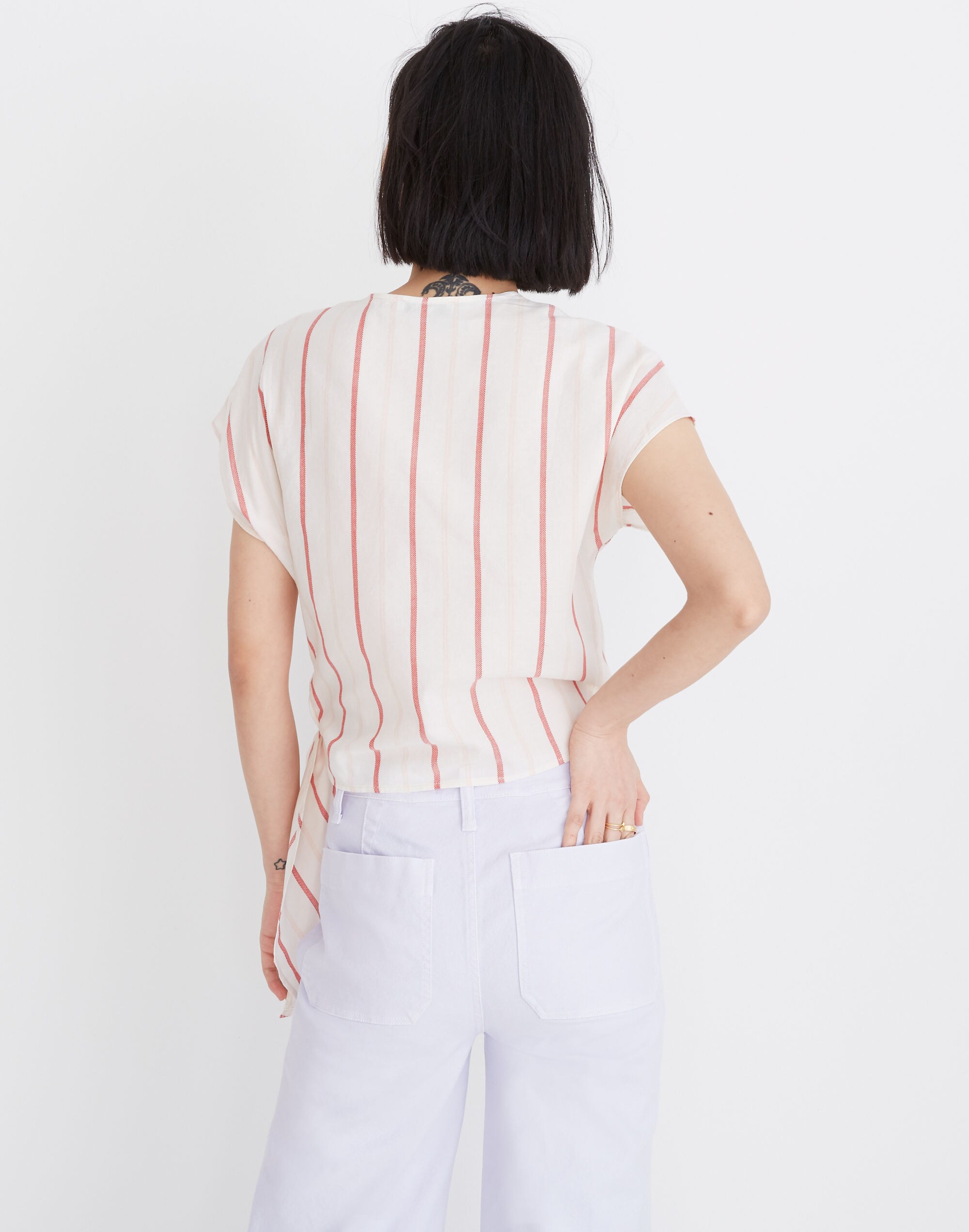 Sash-Tie Wrap Top in Montpellier Stripe