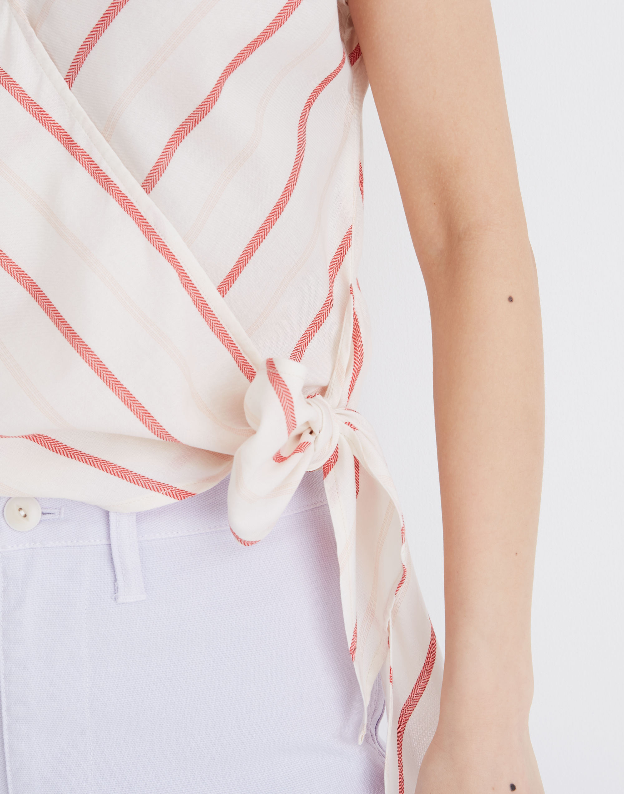 Sash-Tie Wrap Top in Montpellier Stripe