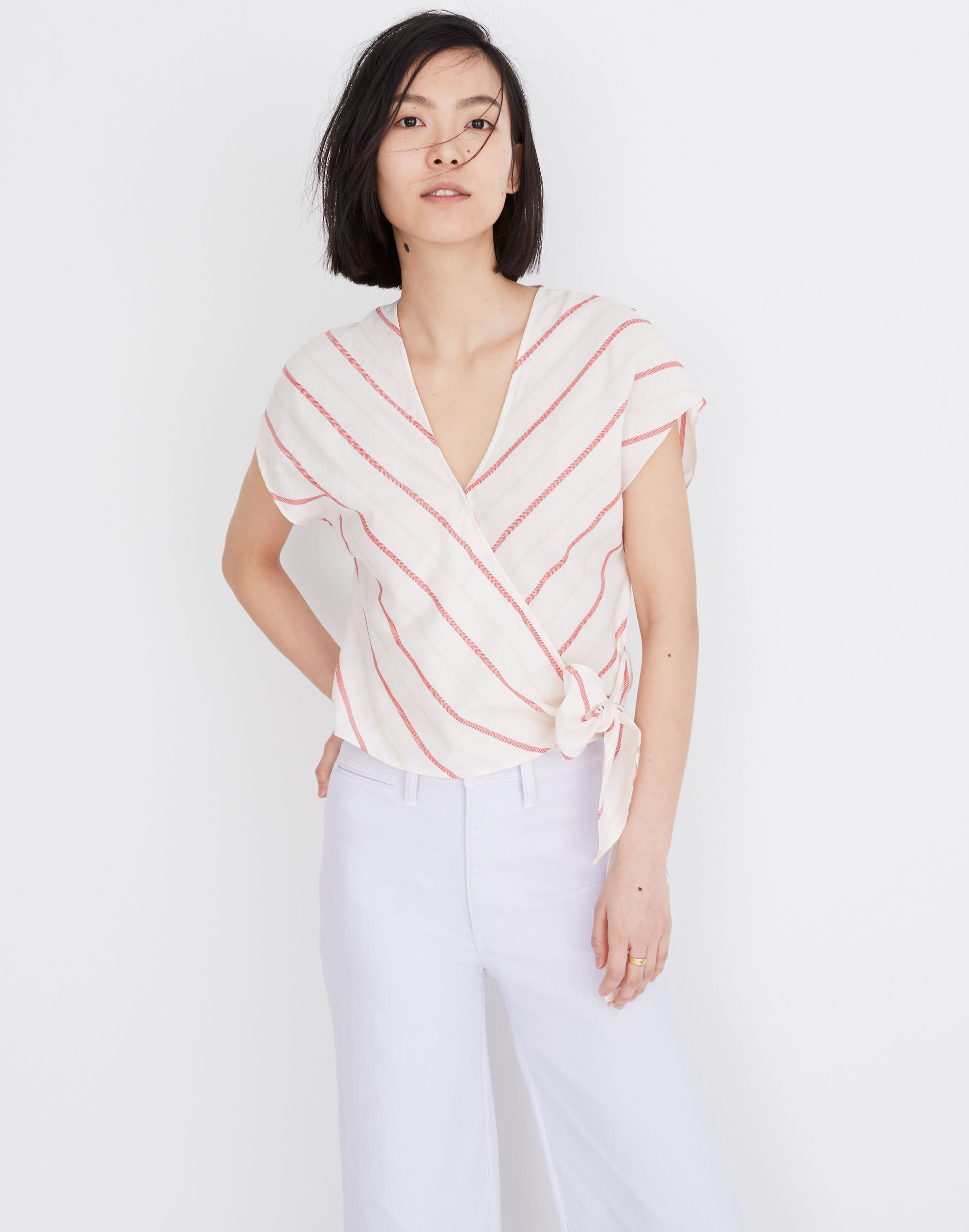 Sash-Tie Wrap Top in Montpellier Stripe