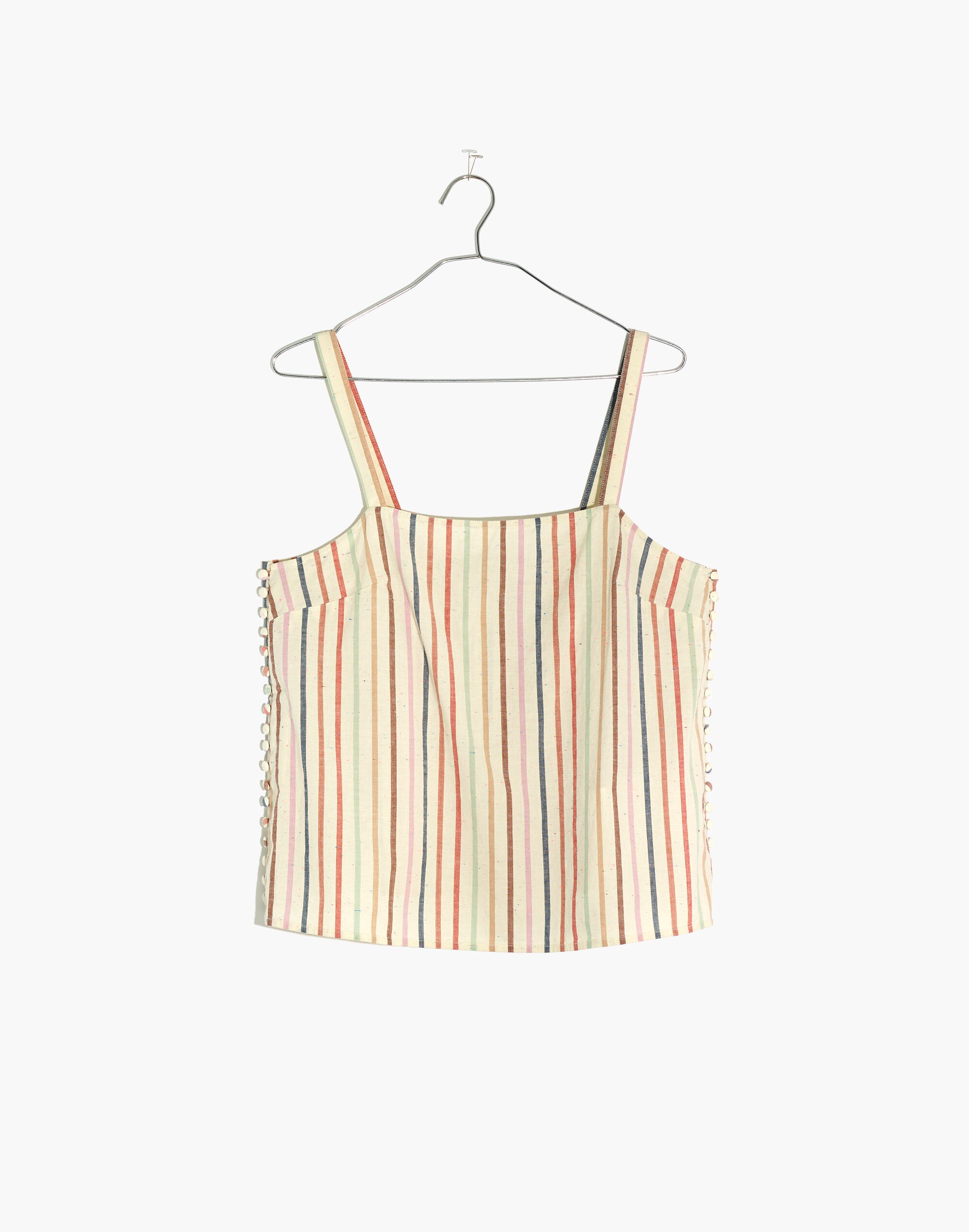 Side-Button Cami Top in Flecked Rainbow Stripe