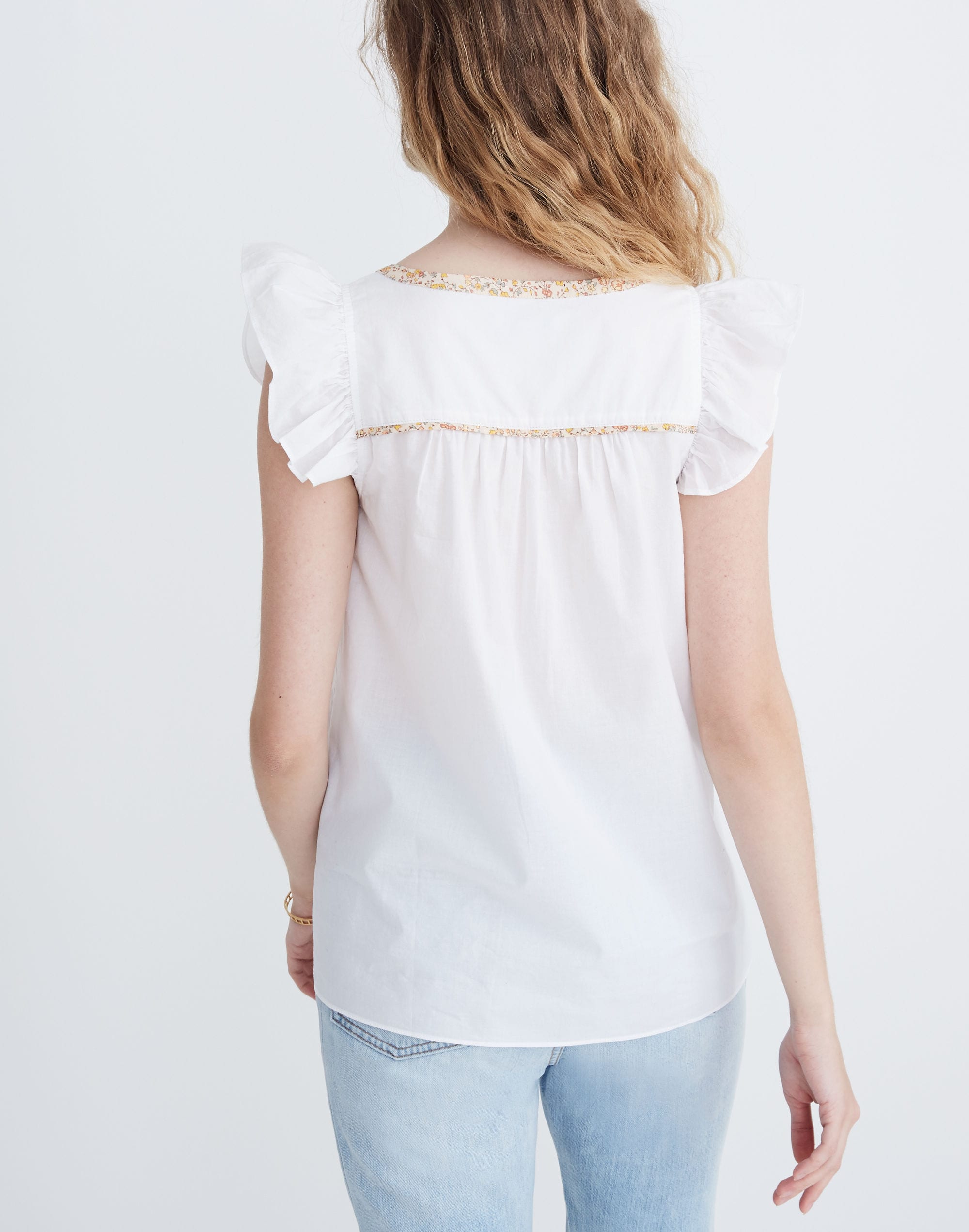 Ruffle-Sleeve Bib Top