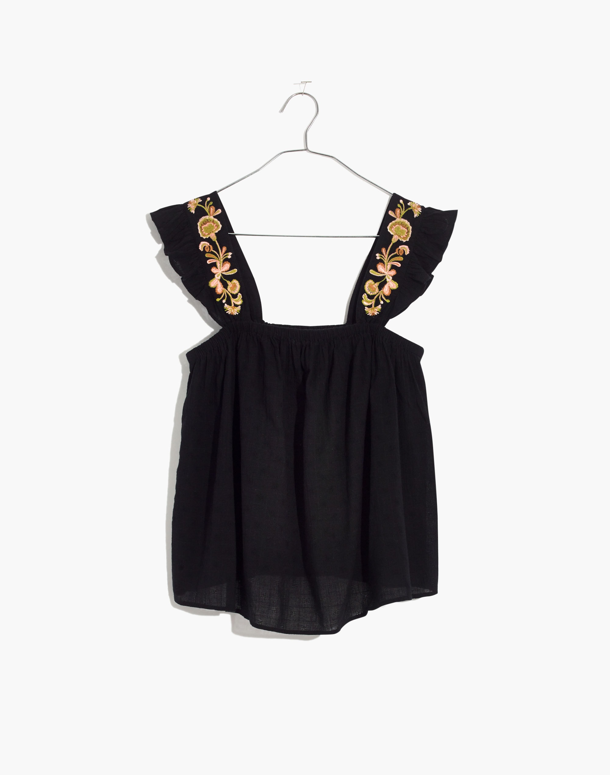 Embroidered-Strap Swing Top