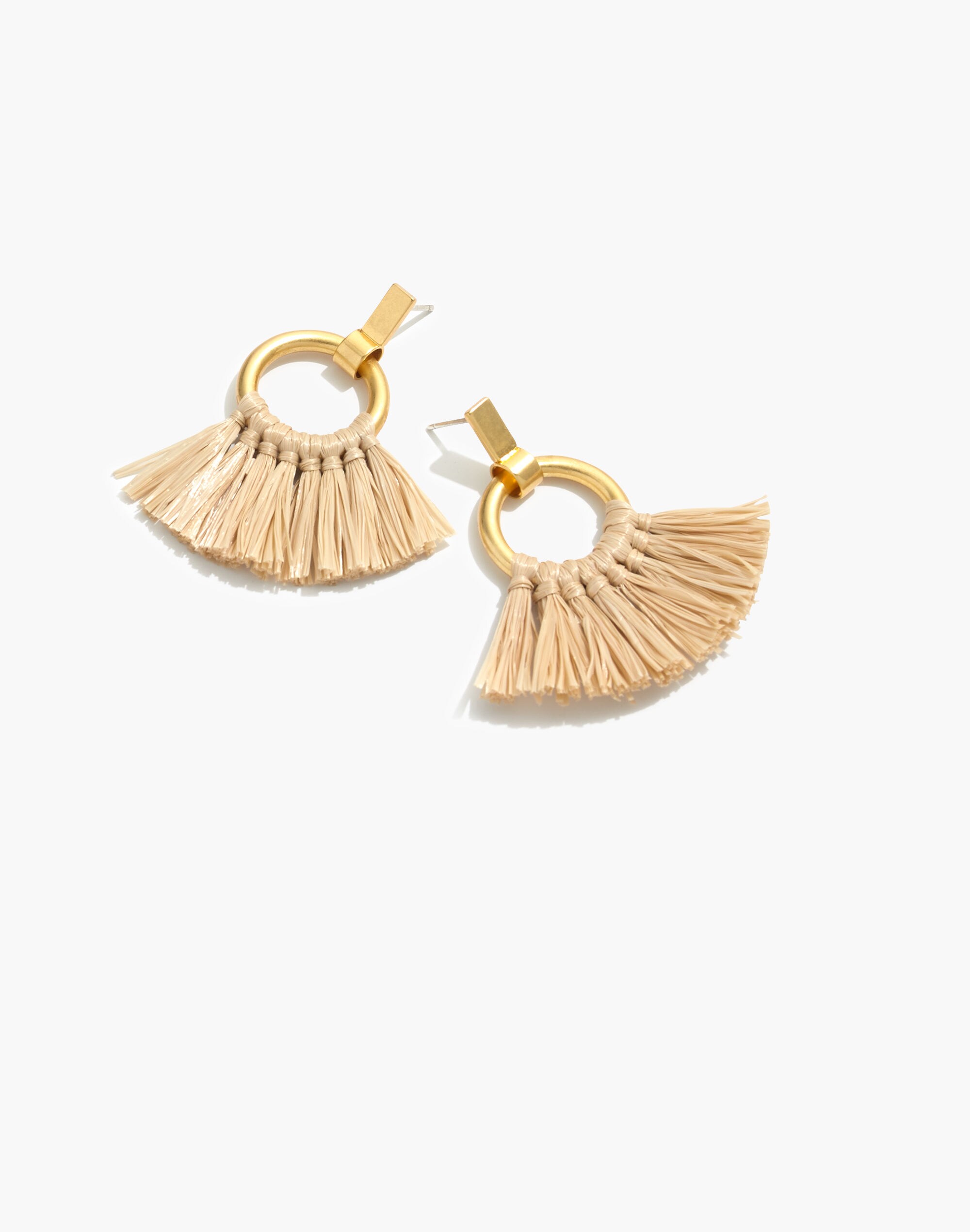 Raffia Tassel Hoop Earrings