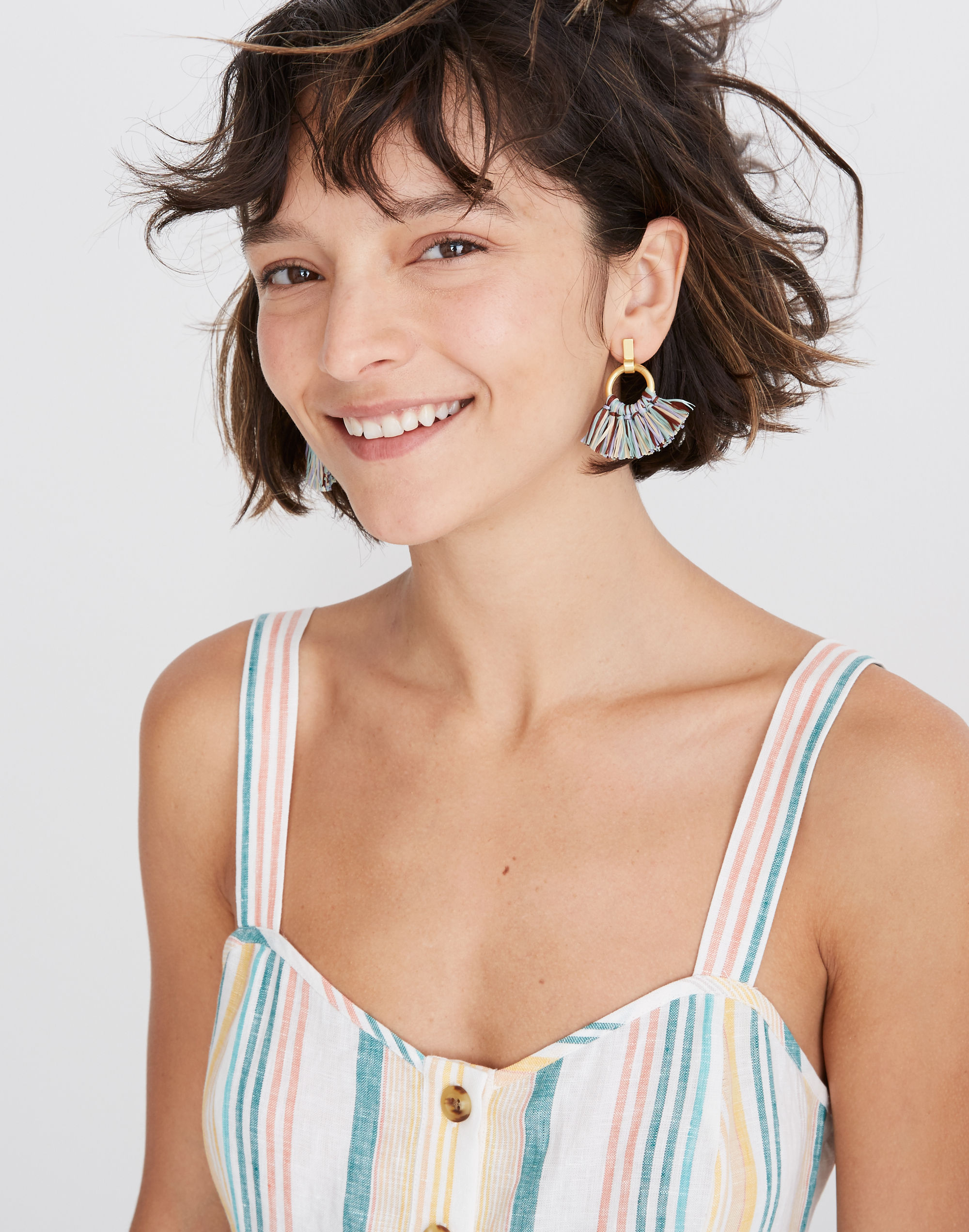 Raffia Tassel Hoop Earrings