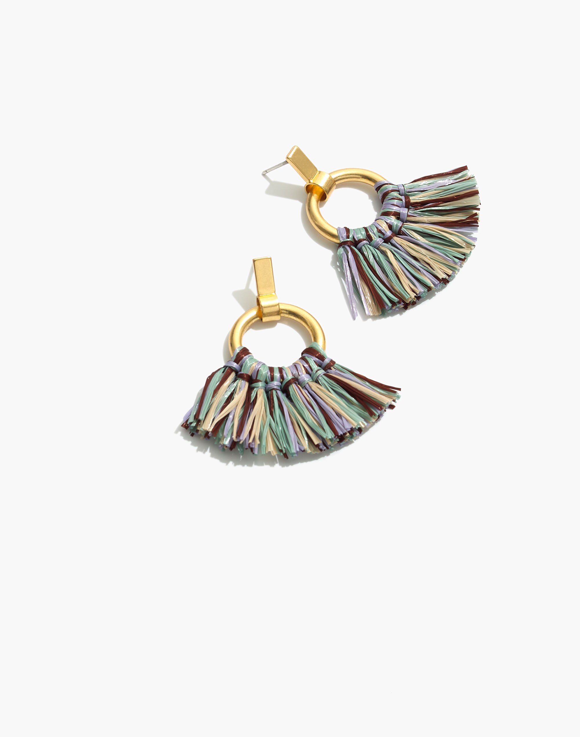 Raffia Tassel Hoop Earrings