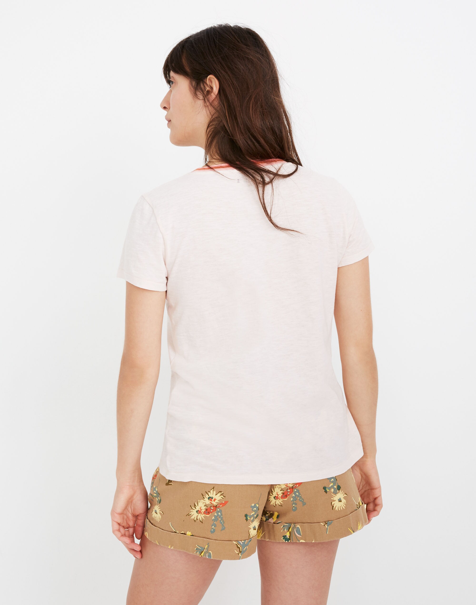 Whisper Cotton Ringer Tee in Lucid Pink