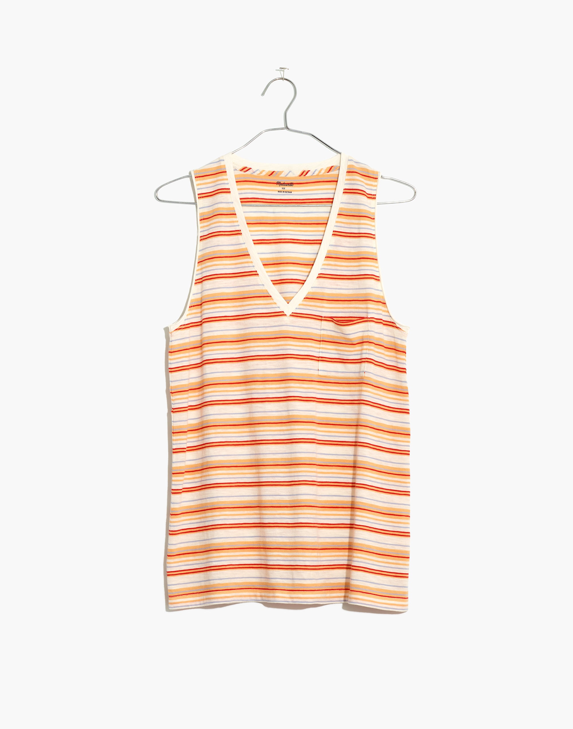 Whisper Cotton V-Neck Pocket Tank in Fieldgate Stripe