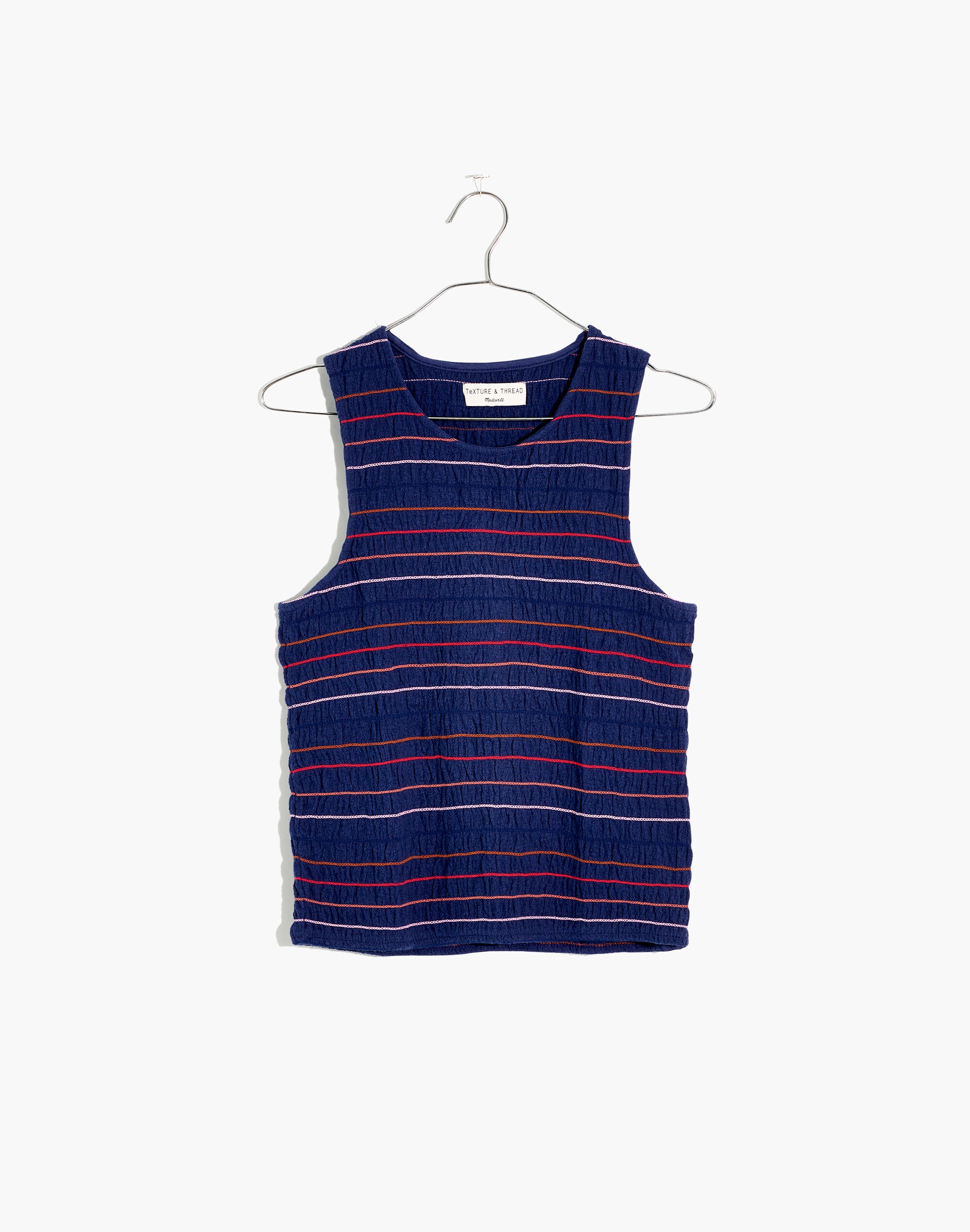Texture &amp; Thread Rainbow-Stitch Smocked Tank Top