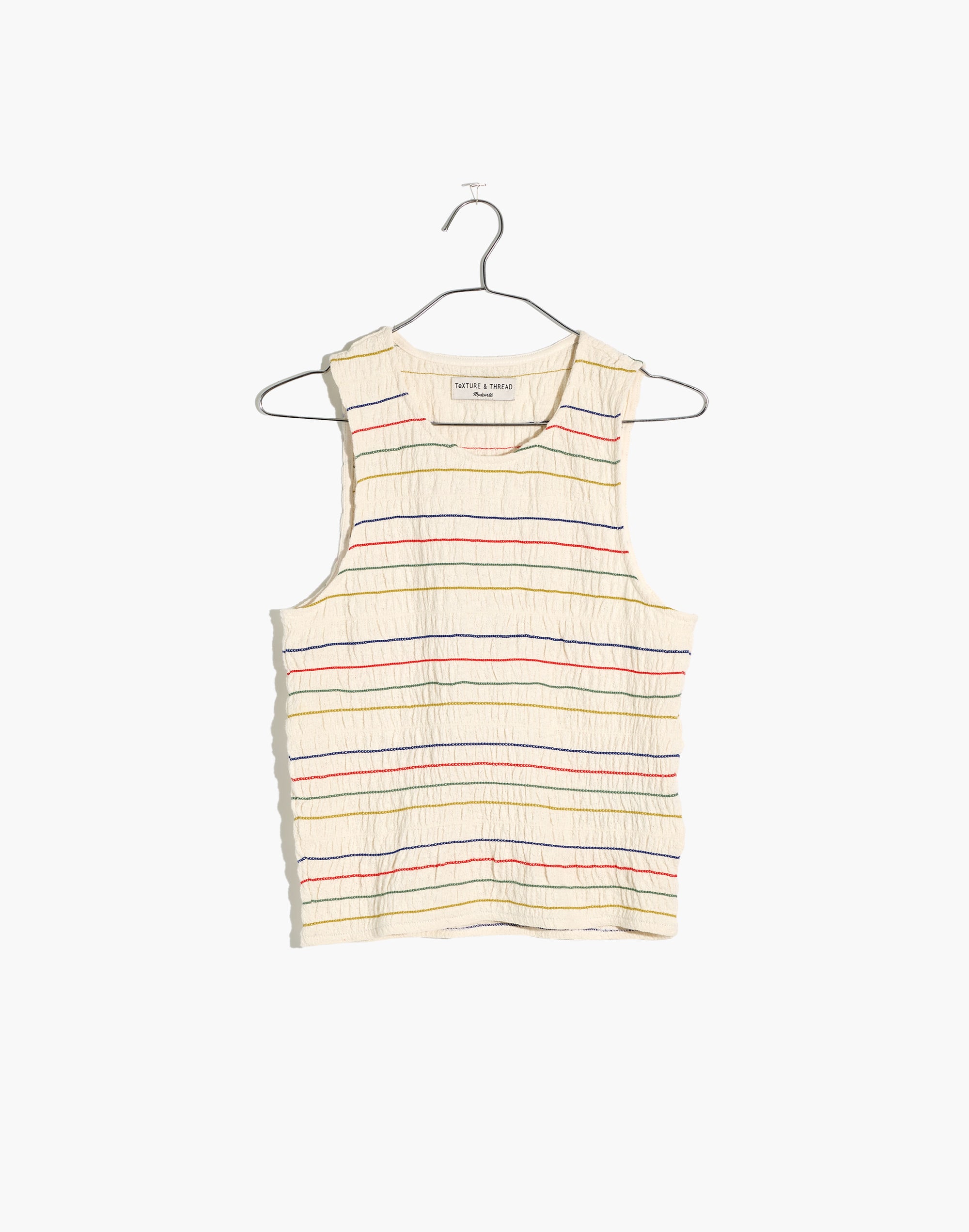 Texture &amp; Thread Rainbow-Stitch Smocked Tank Top