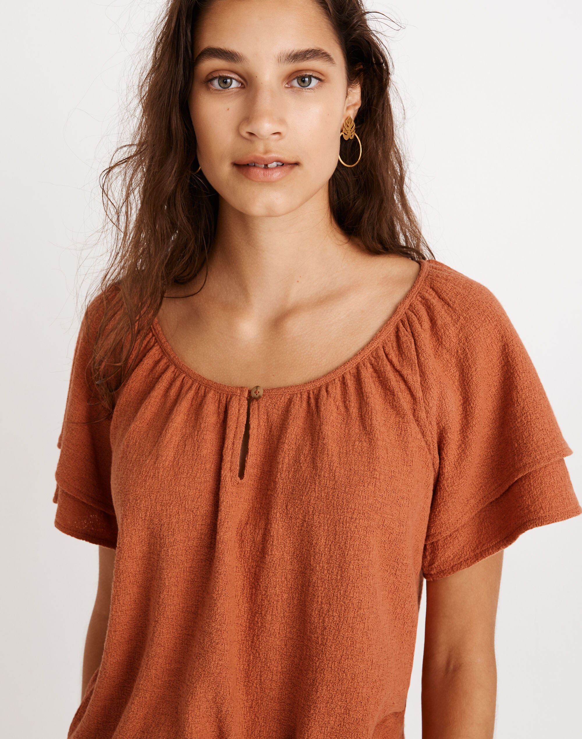 Texture &amp; Thread Tiered-Sleeve Top