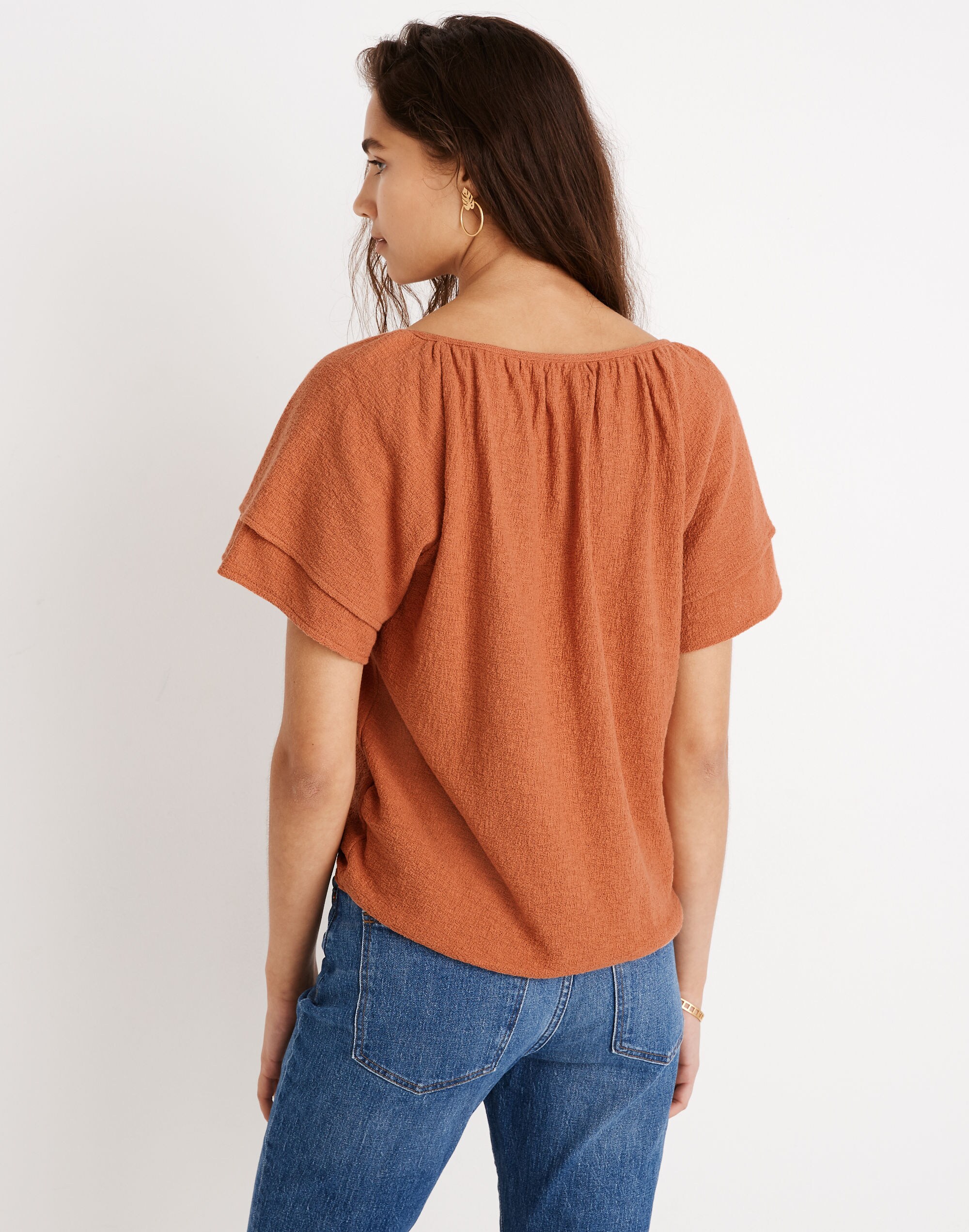 Texture &amp; Thread Tiered-Sleeve Top