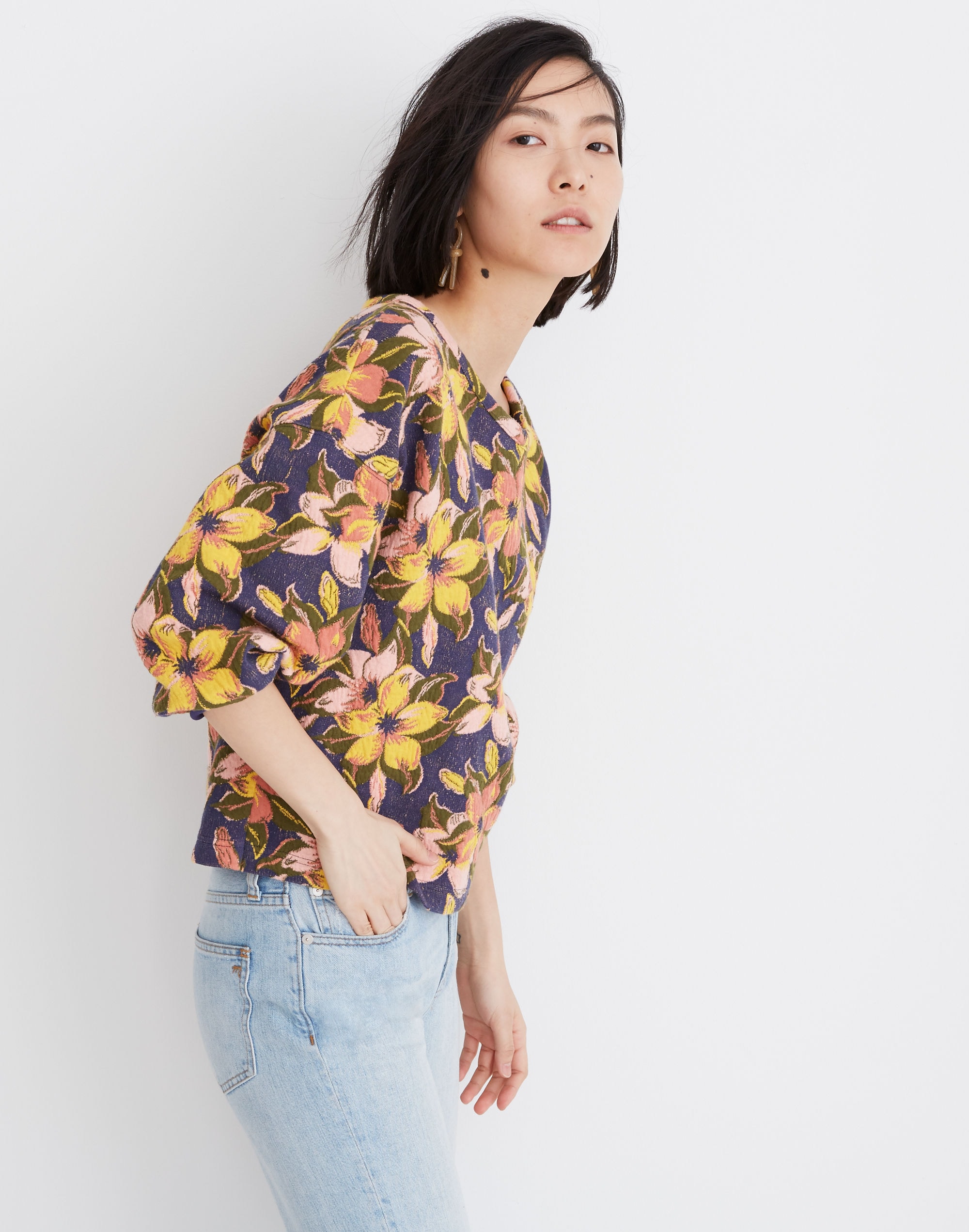 Island Magnolias Jacquard Sweatshirt
