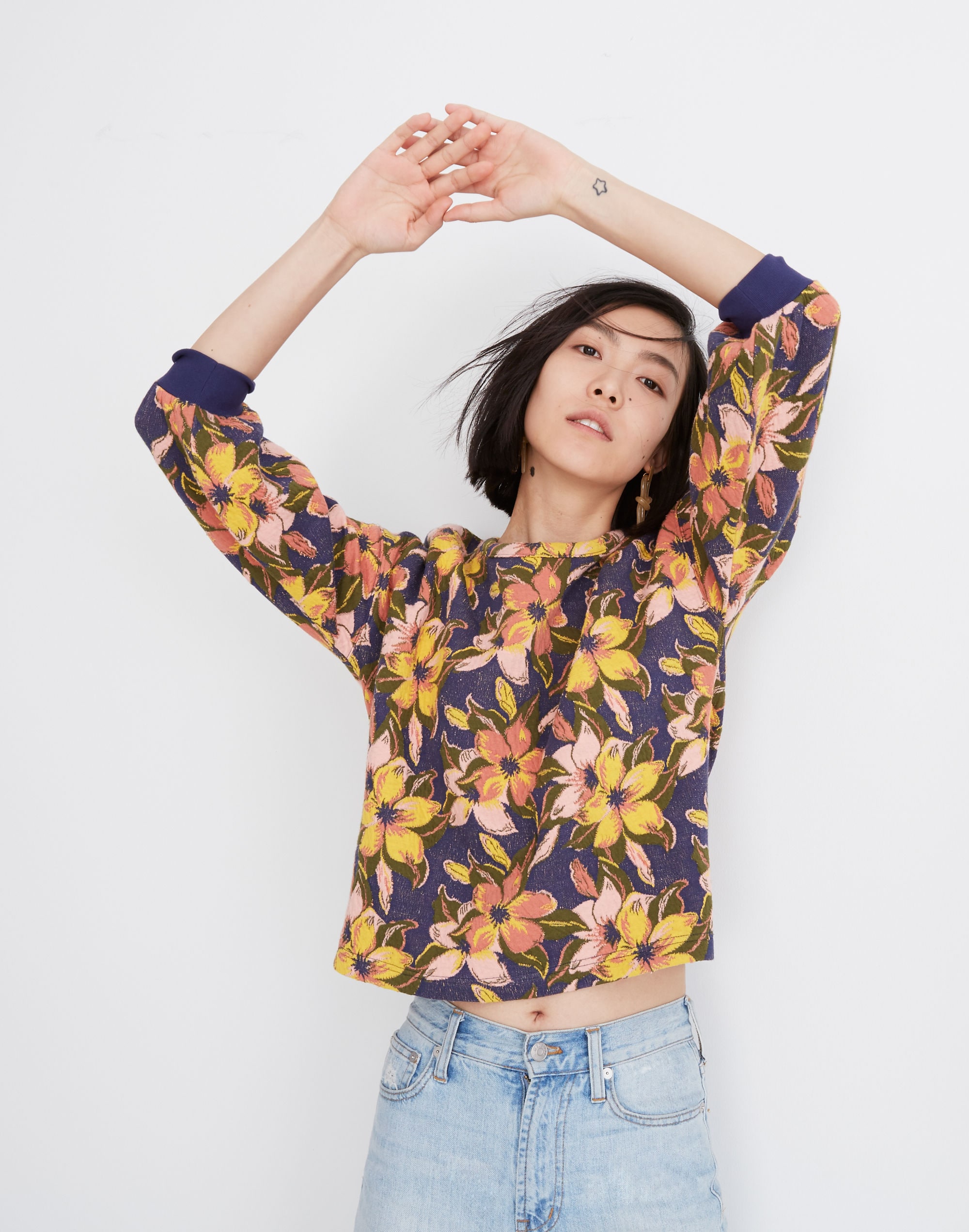 Island Magnolias Jacquard Sweatshirt