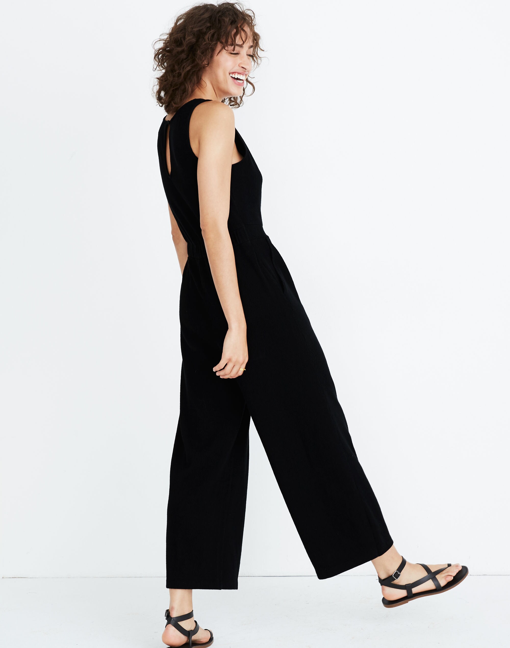 Texture &amp; Thread Jacquard Keyhole Jumpsuit