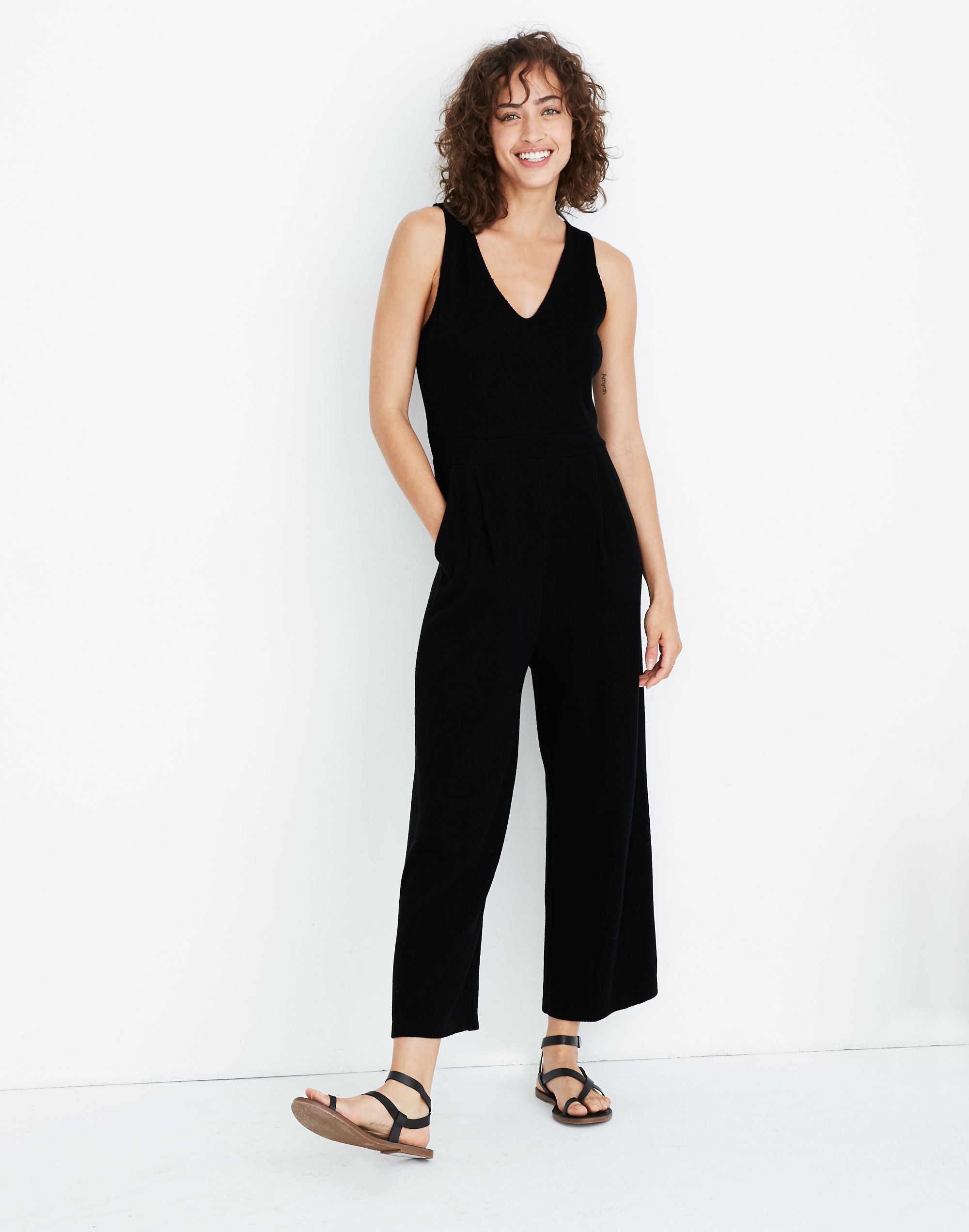 texture &amp; thread jacquard keyhole jumpsuit