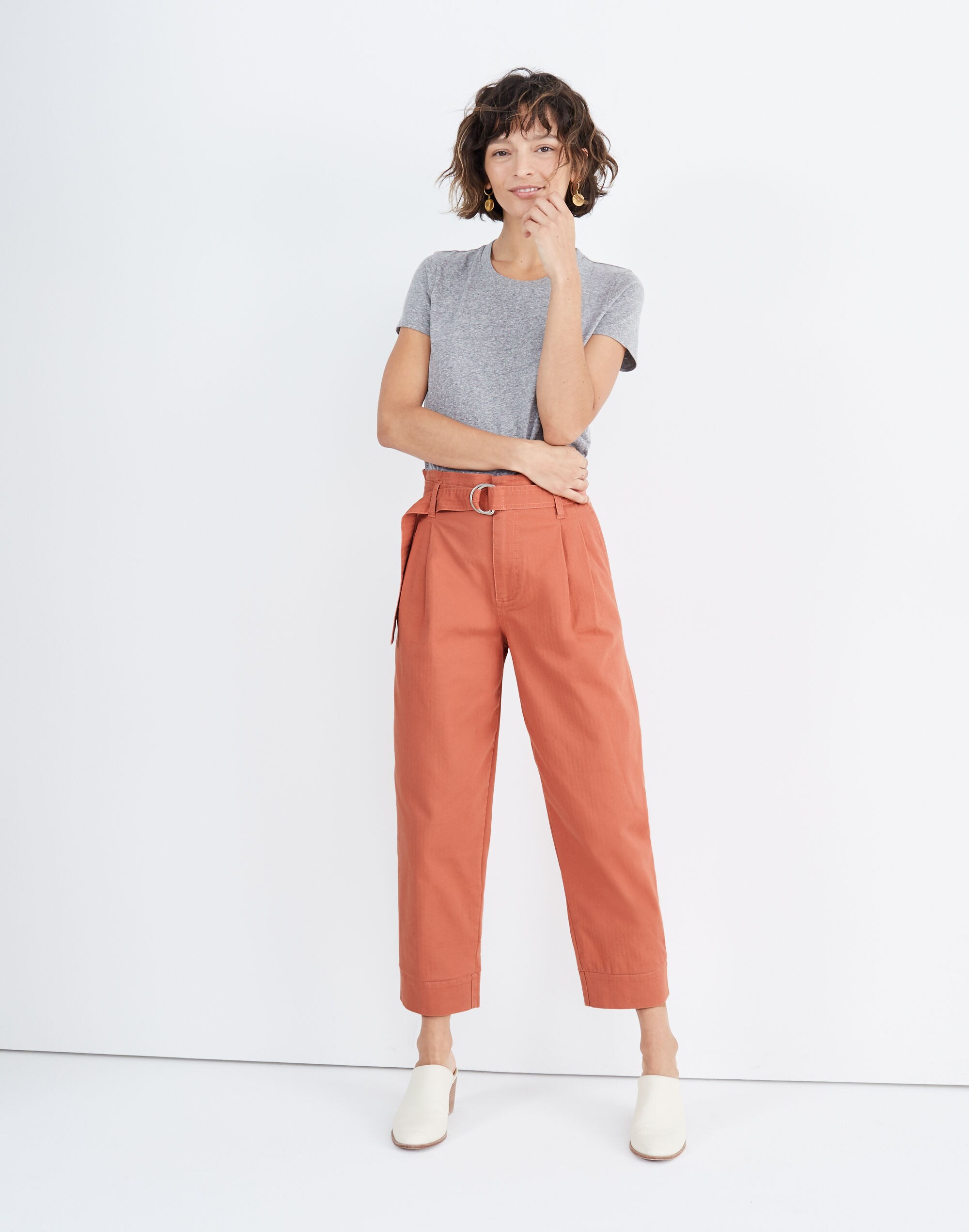 tapered paperbag pants