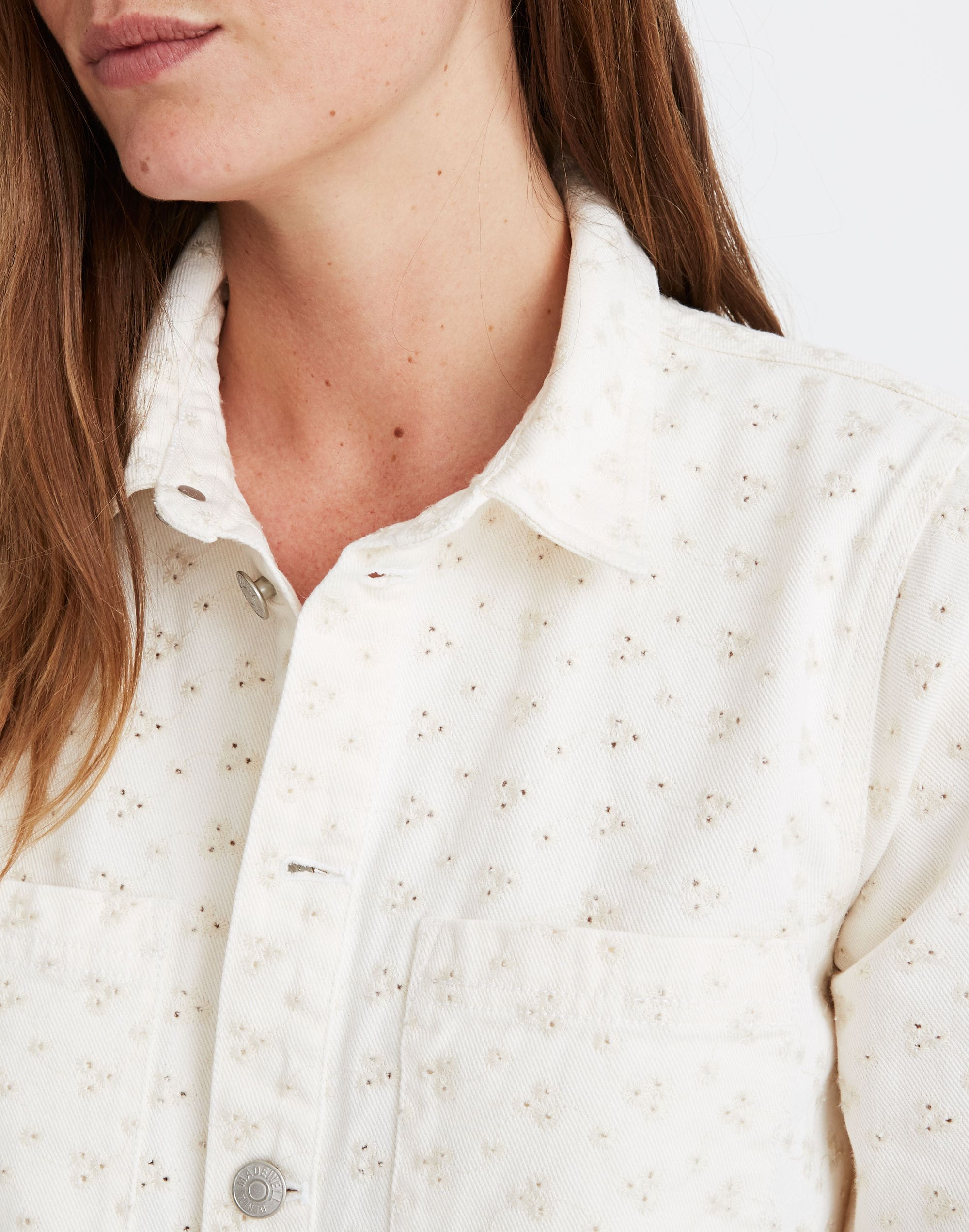 Embroidered Eyelet Denim Shirtdress