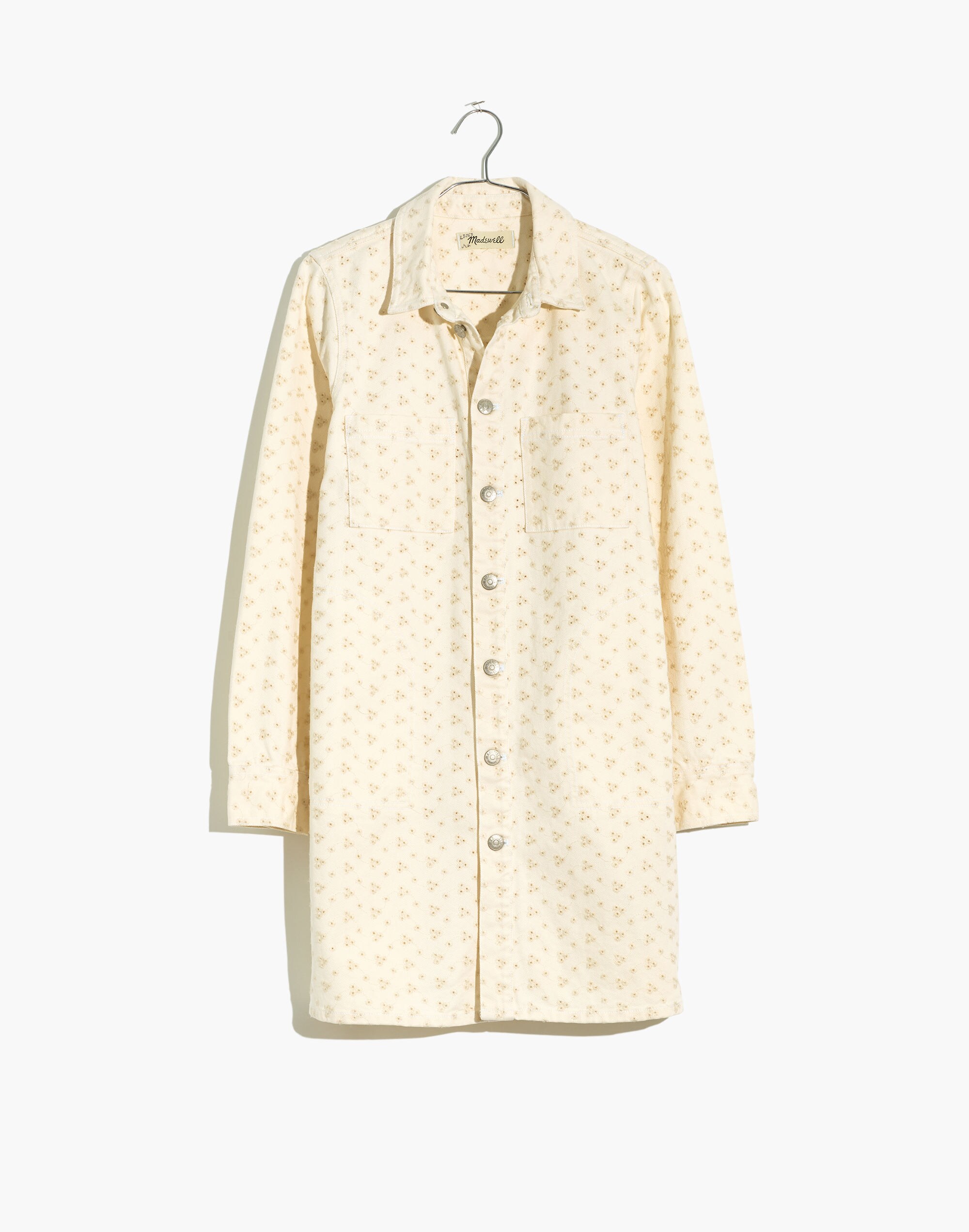 Embroidered Eyelet Denim Shirtdress