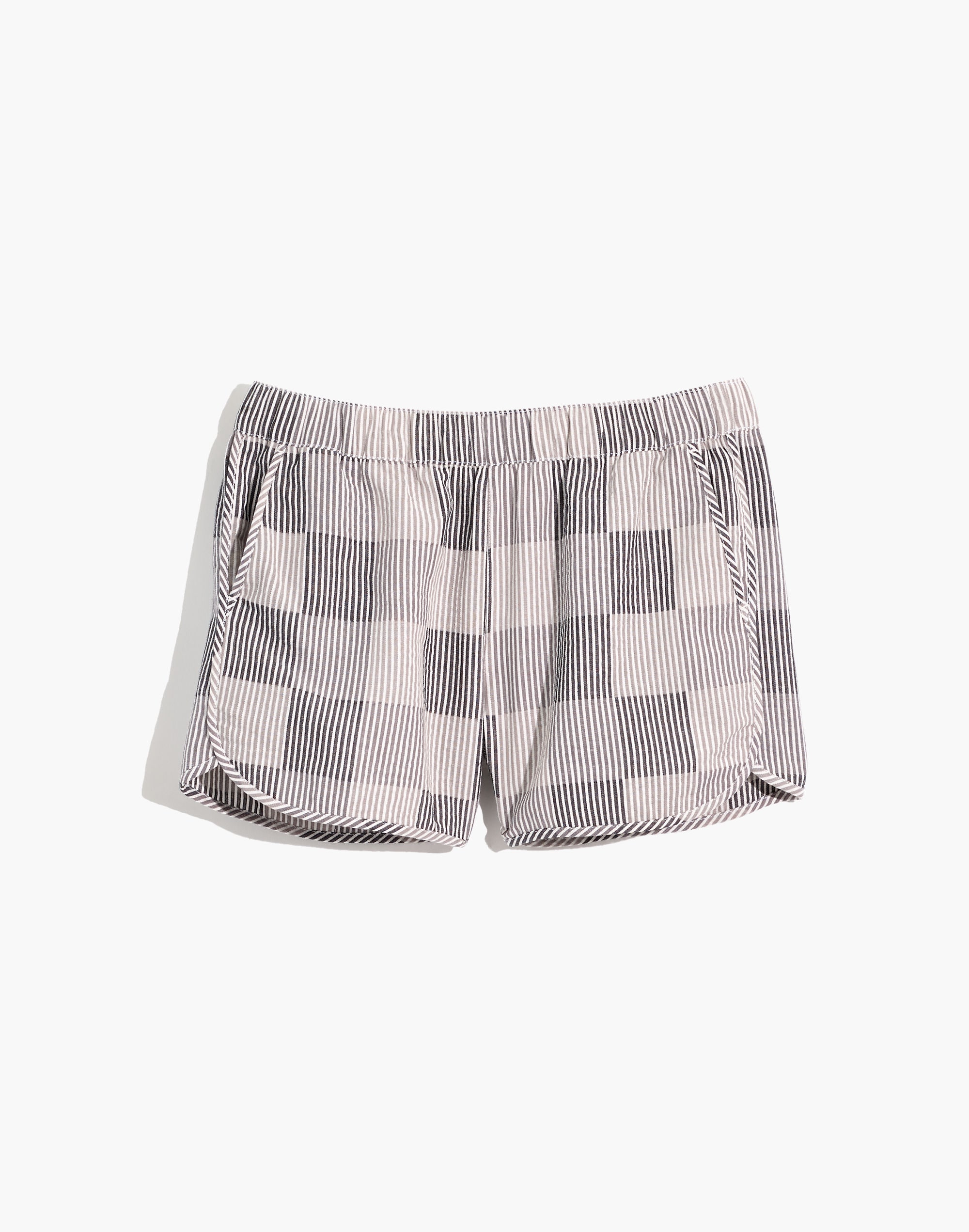 Pull-On Shorts in Striped Check