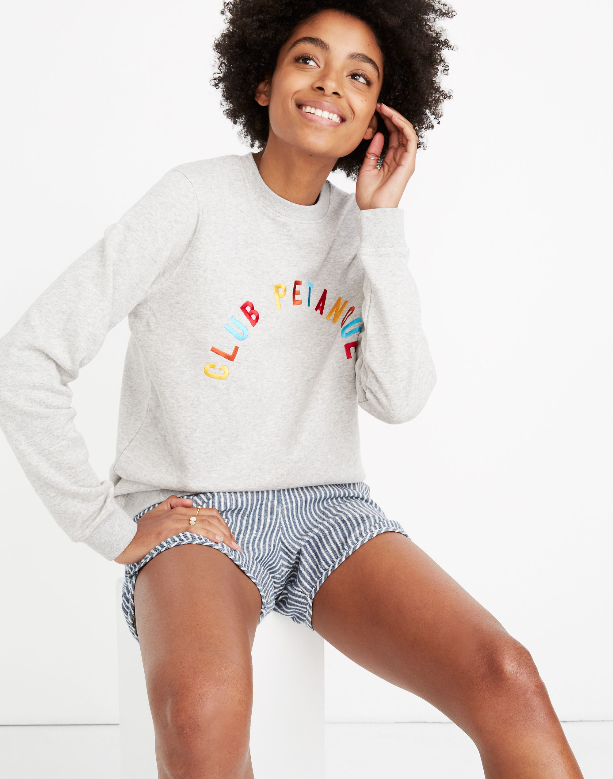 madewell x club petanque&trade; rainbow university sweatshirt