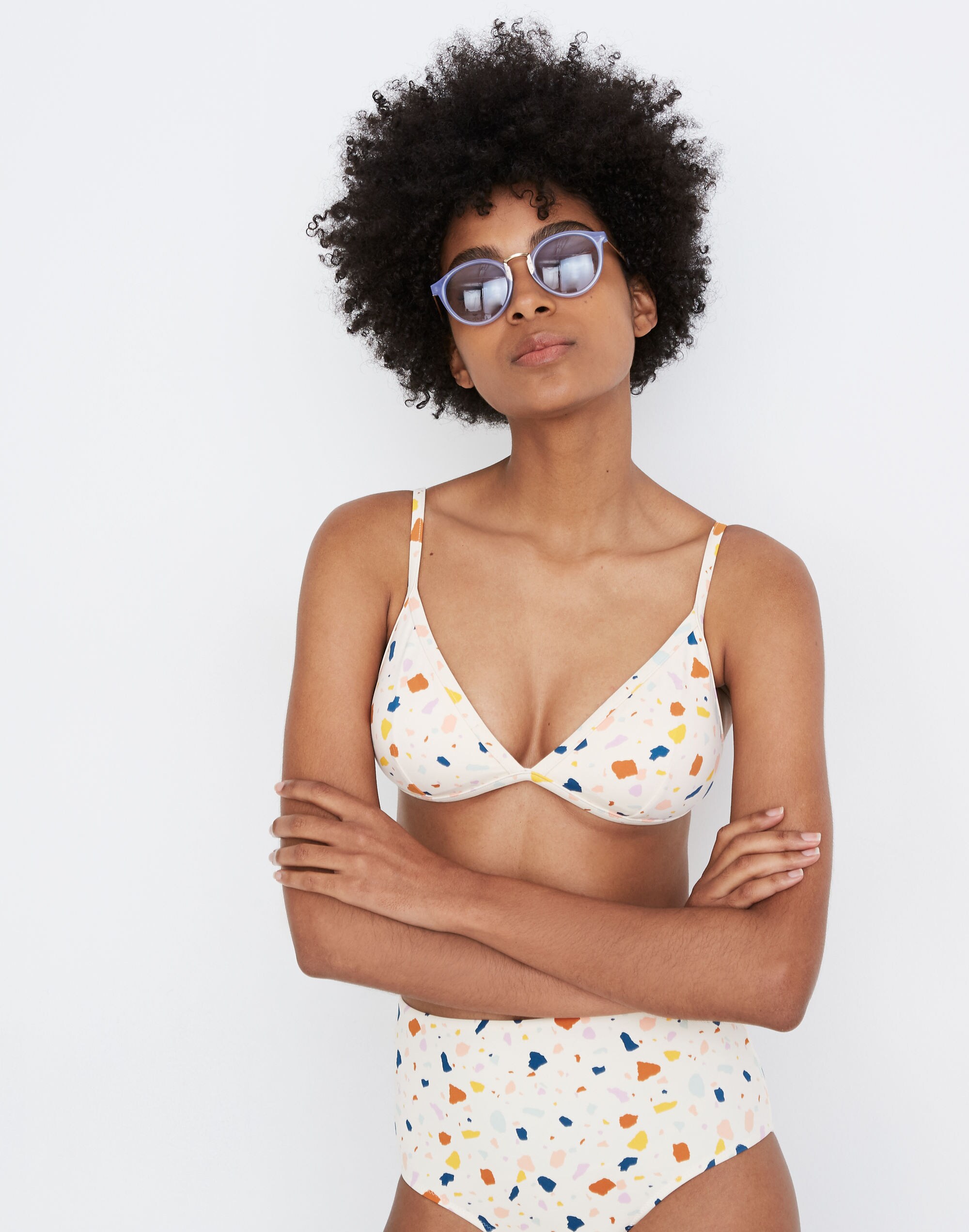Madewell Second Wave Bralette Bikini Top in Terrazzo