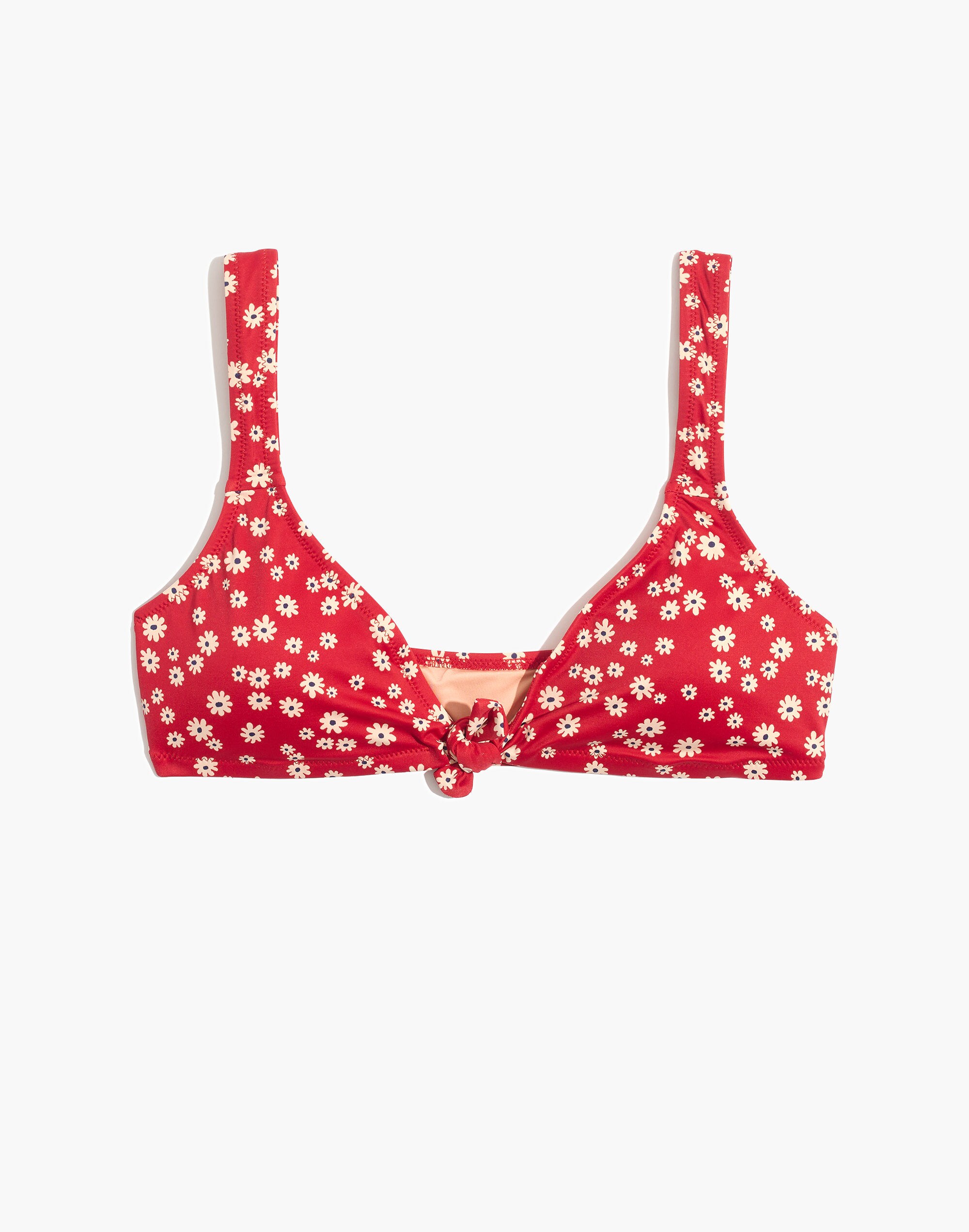 Madewell Second Wave Tie-Front Bikini Top in Daisy Field