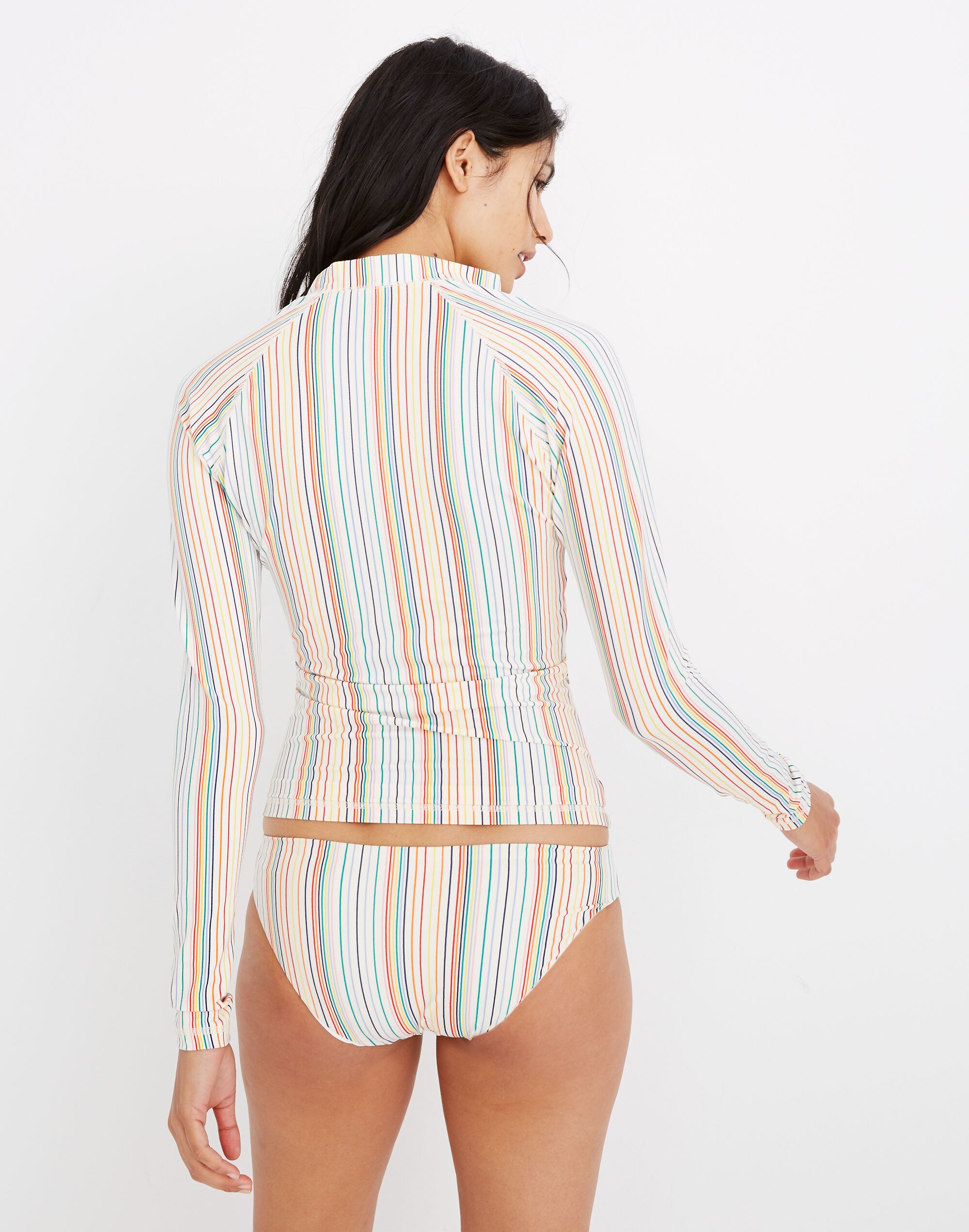 Madewell Second Wave Long-Sleeve Rash Guard in Rainbow Stripe